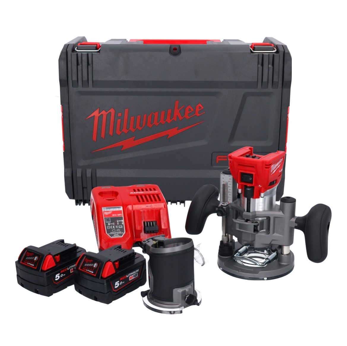 Milwaukee Oberfräse M18 FTR-502X Akku Fräse 18 V Brushless + 2x Akku 5,0 Ah + Ladegerät