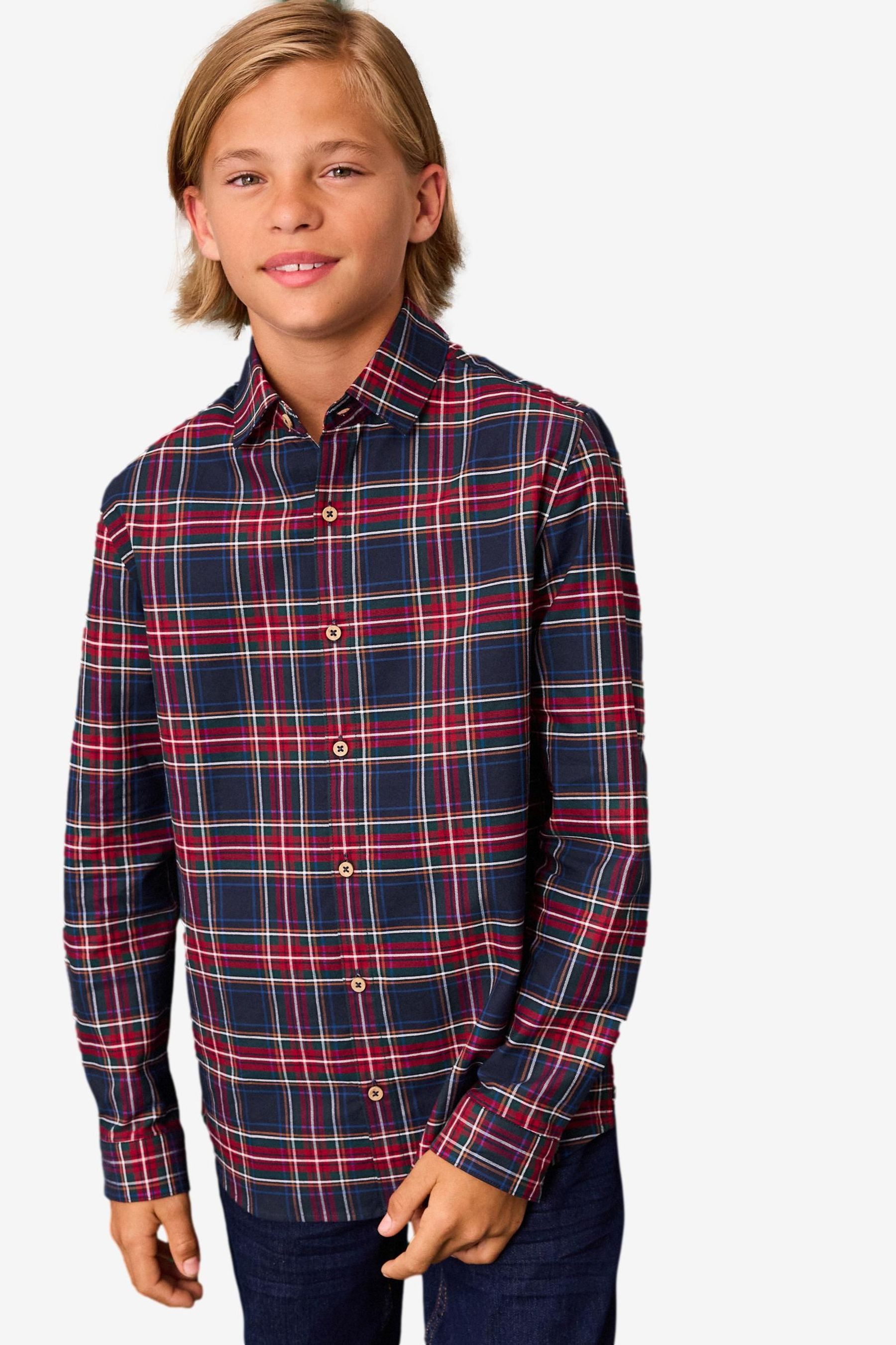 Next Langarmhemd Langärmeliges Karokleid 100 % Baumwolle, günstig online kaufen