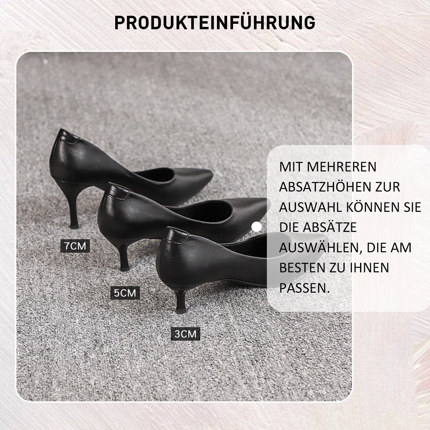 Daisred Damen Comfort Pumps Lining Absatzschuhe Schwarz-7cm Klassische Businessschuhe