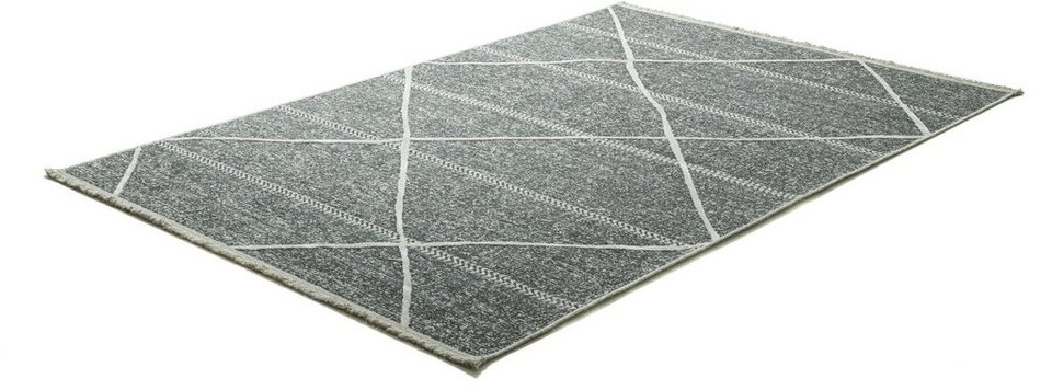 Teppich Braderup, Sansibar, rechteckig, Höhe: 2 mm, Flachgewebe, modernes  Scandi Design, Motiv Rauten, mit Fransen