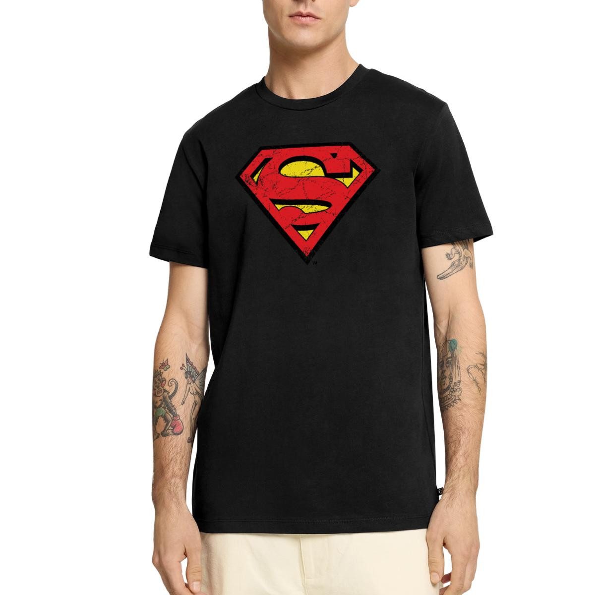 Spreadshirt T-Shirt DC Comics Superman Logo Used Look Karneval Männer Premium T-Shirt (1-tlg)