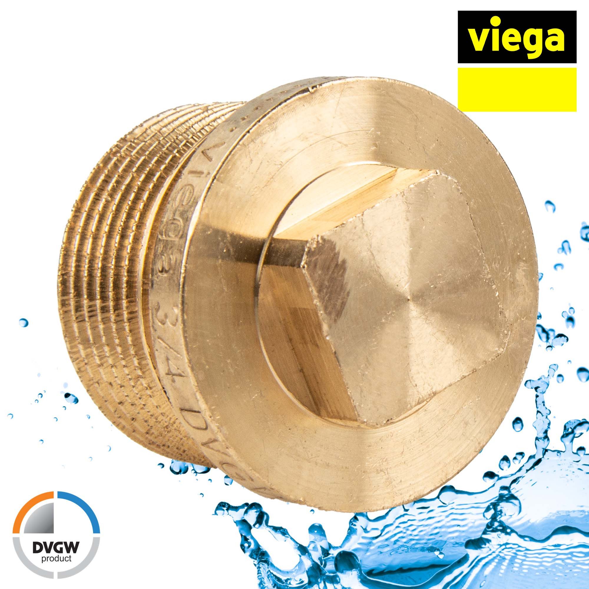 Viega Gewindefitting Rotguss Stopfen mit Vierkant AG Typ 3290 DVGW, 1/8 Zoll