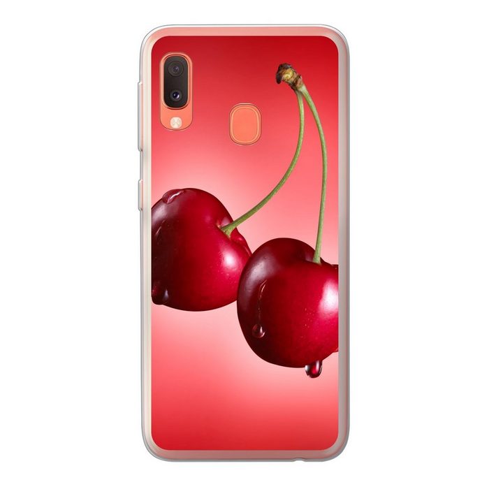 MuchoWow Handyhülle Kirschen - Obst - Rot Handyhülle Samsung Galaxy A20e Smartphone-Bumper Print Handy