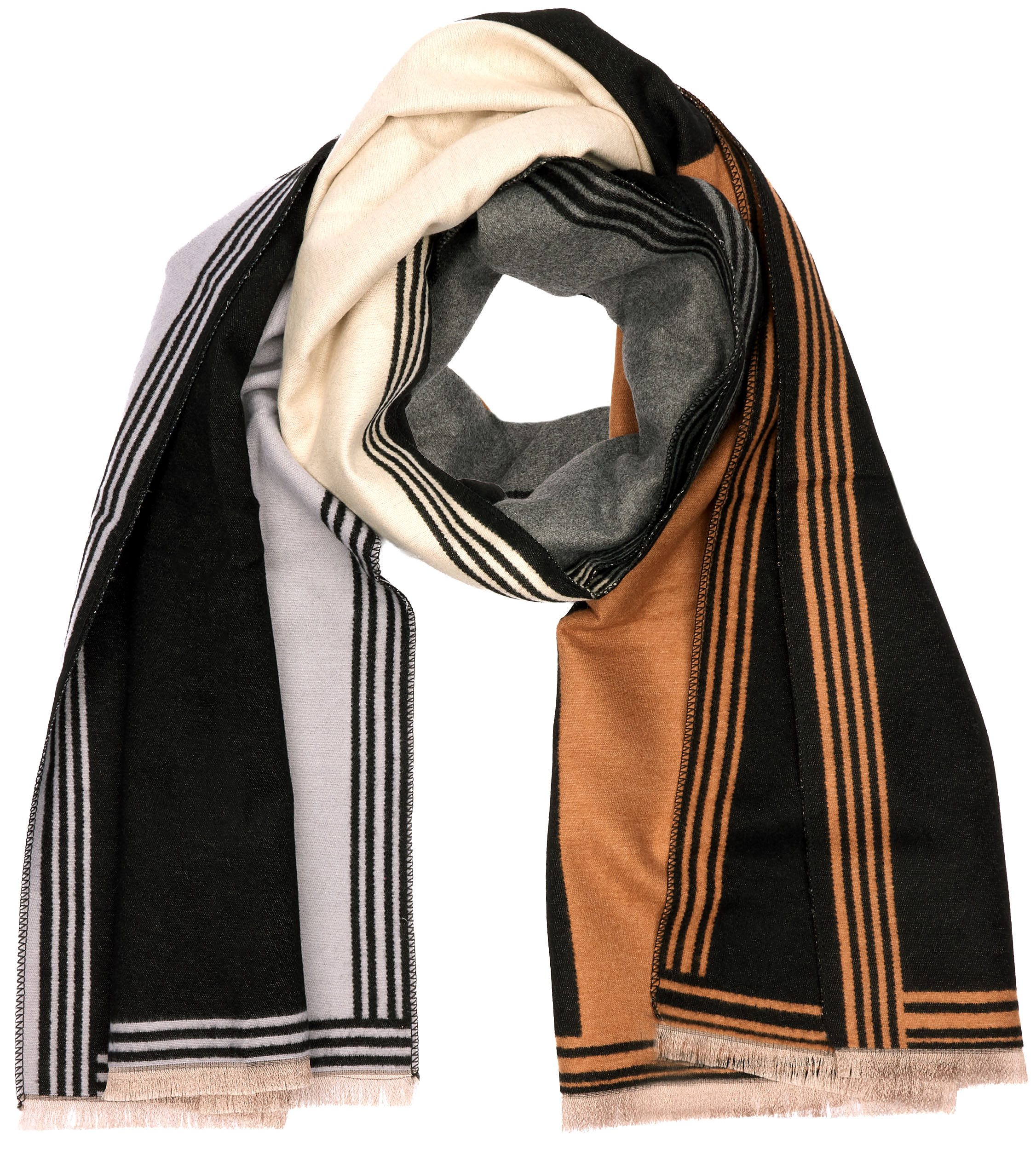 BRUBAKER Schal Cashmirillo Damen Schal mit Quadrat Muster - Warm und Kuschelig, (1-St. Winterschal mit weichem Kaschmir-Gefühl), 70 x 200 cm - Damenschal für He – Bild 4 von 5