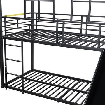 HAUSS SPLOE Etagenbett 90*200cm Eisenrahmenbett, ausgestattet mit Rutsche, schwarz