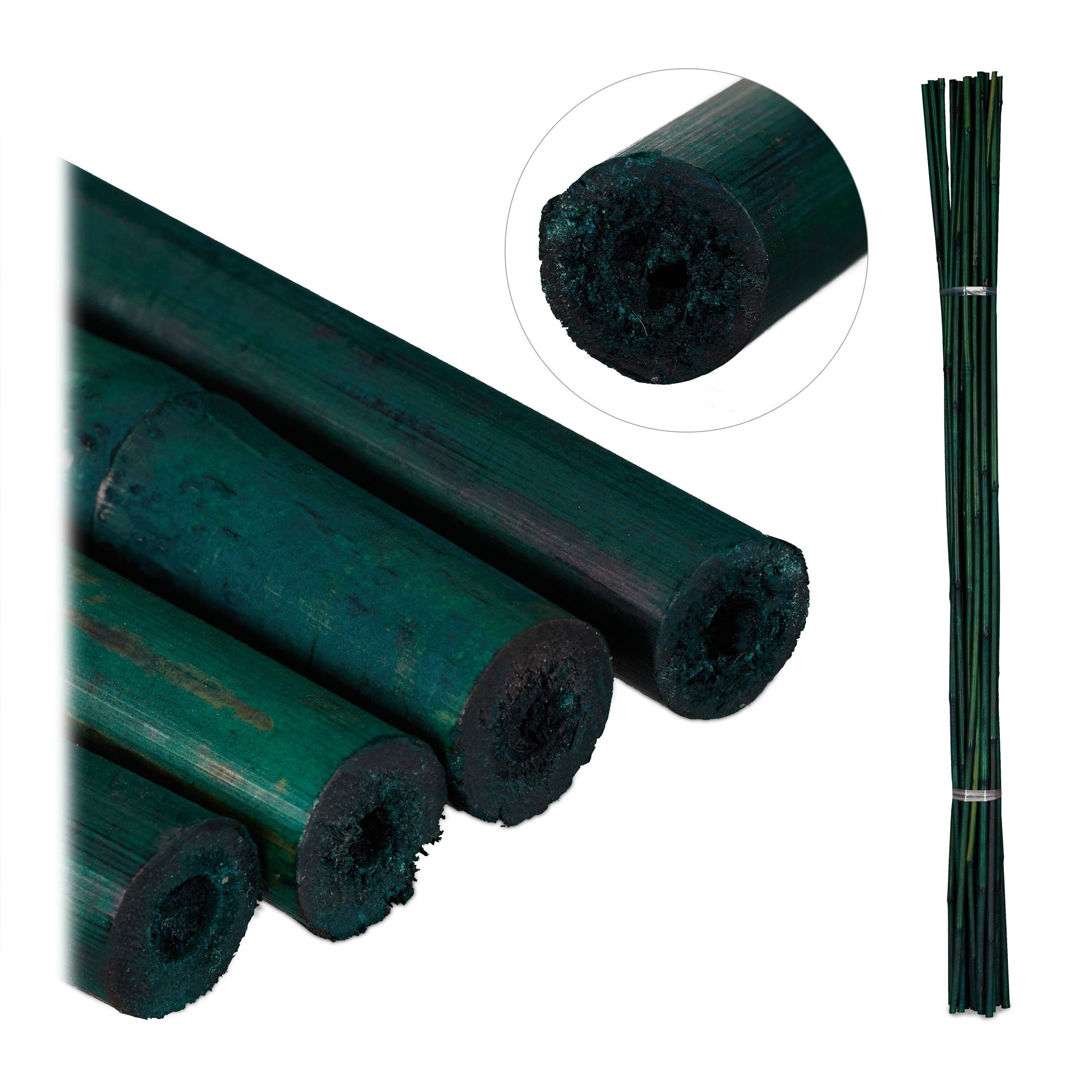 KADAX Bambusstäbe 60cm X 5mm - 50er Set Pflanzstäbe Als Rankhilfe & Stütze Für Tomaten, Blumen & Setzlinge (Grün)