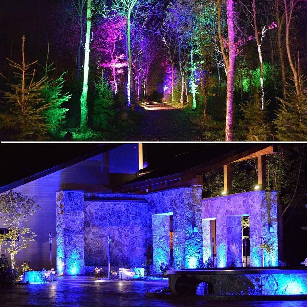 Rosnek Gartenstrahler RGB,Wasserdichte,mit Erdspieß Fernbedienung,für Gartenlicht LED Outdoor RGB, LED-Rasenleuchte, Rasen, LED