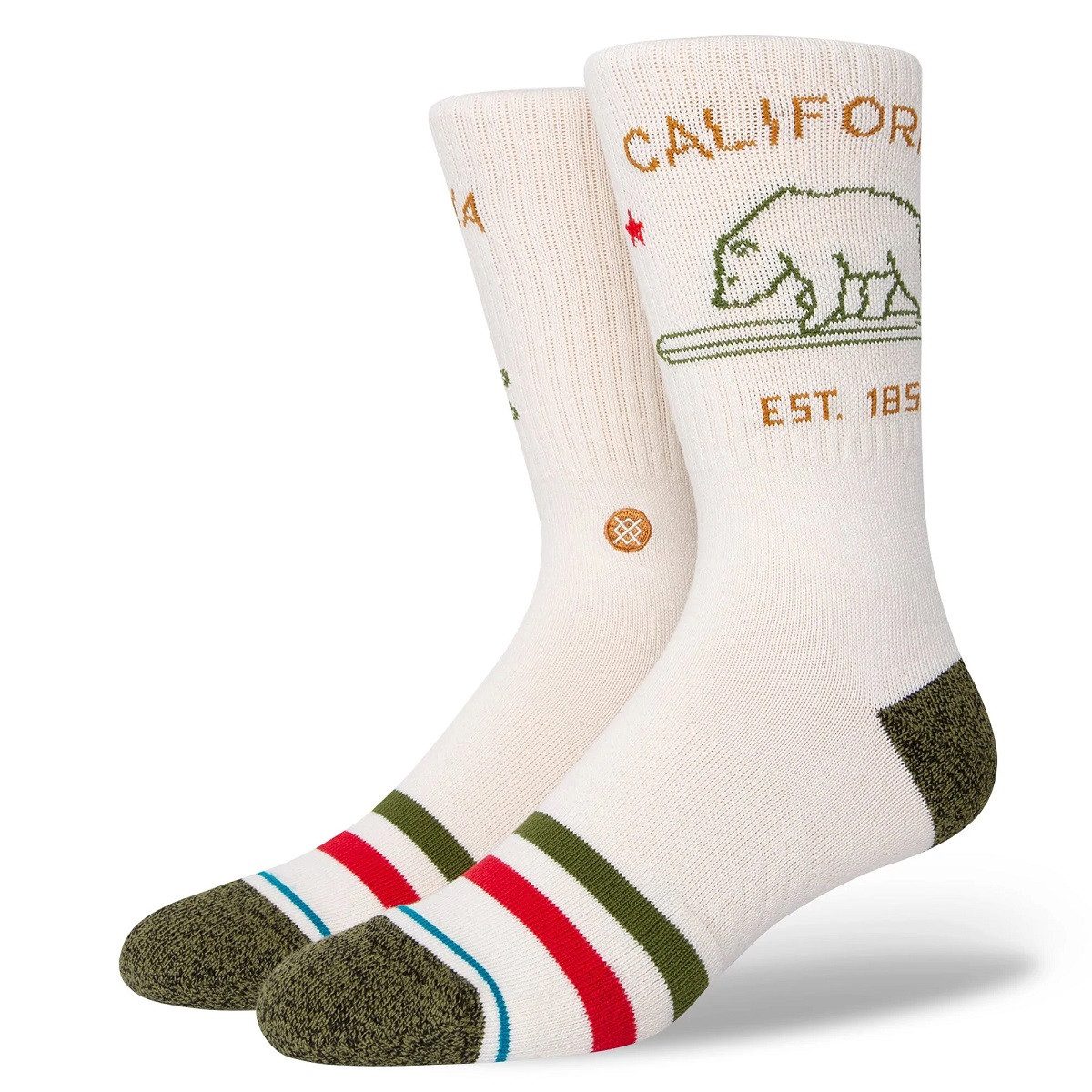 Stance Socken Tagessocke Crew California Republic 2 weiss - 1 Paar