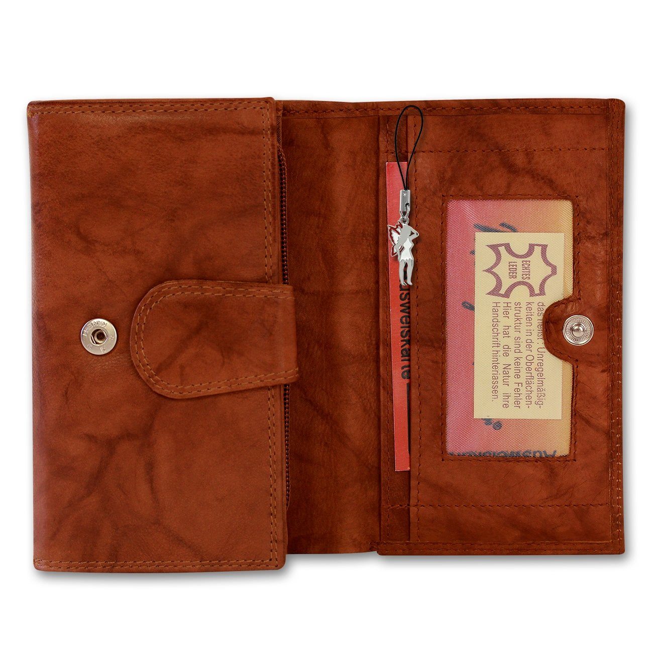 Money Maker Kellnerbörse MoneyMaker Damen Börse RFID Kellnerbörse (Kellnerbörse, Kellnerbörse), Damen Geldbörse aus Echtleder in braun, chianti rust, ca. 15,5cm Breit