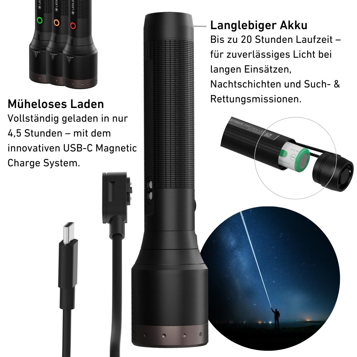 Ledlenser Taschenlampe P9R Core LEP Edition 2024, 1000 Lumen, 1300m Leuchtweite, 110 Std Laufzeit, IP68, wiederaufladbar – Bild 2 von 5