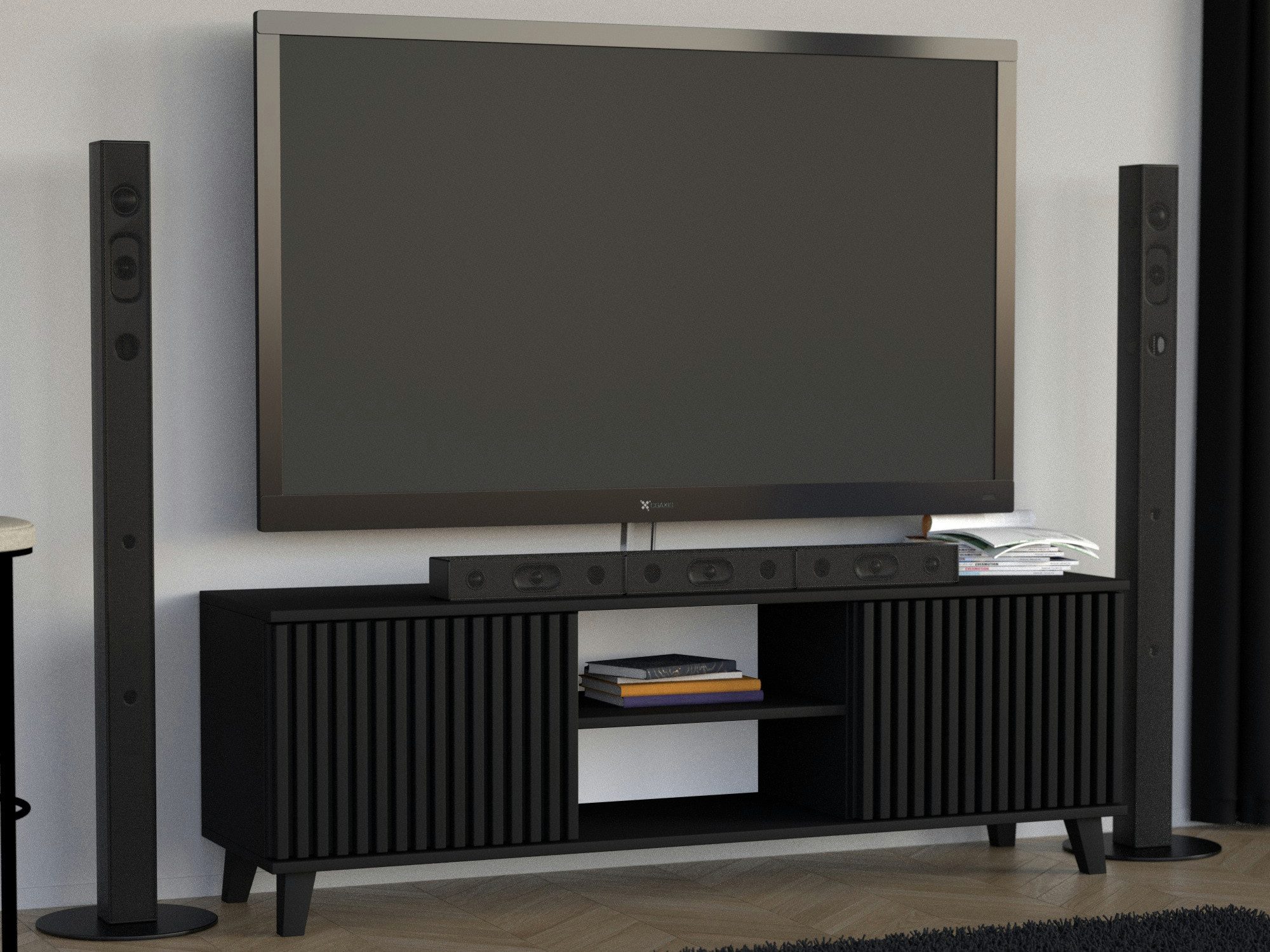 Beautysofa TV-Schrank HOME RTV mit Lamellen (Optional mit Griffen oder Push-to-Open-System)