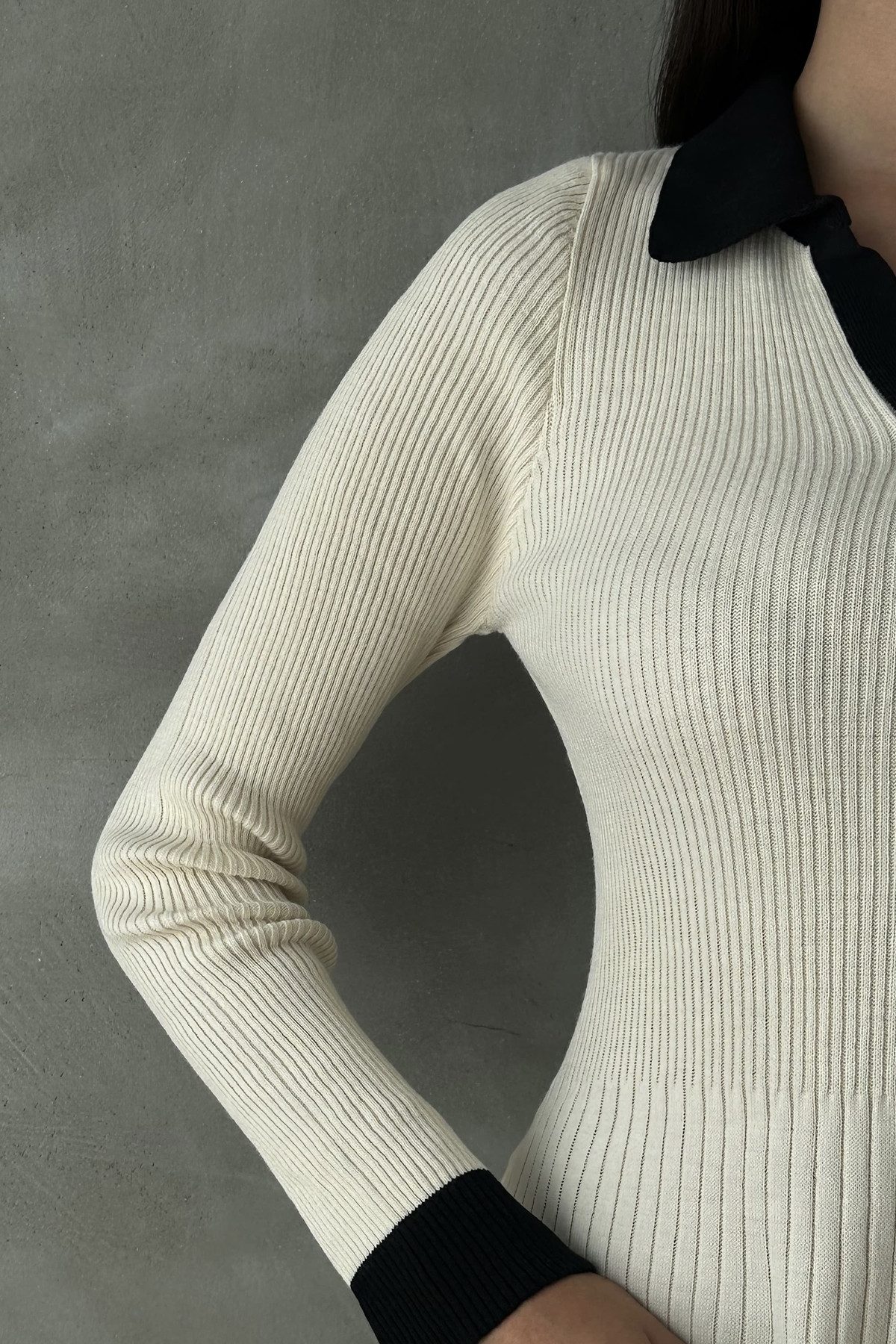 WOMAN VISION Minikleid Langarm Schwingendes Polo-Kragen Bequeme Passform Cr günstig online kaufen