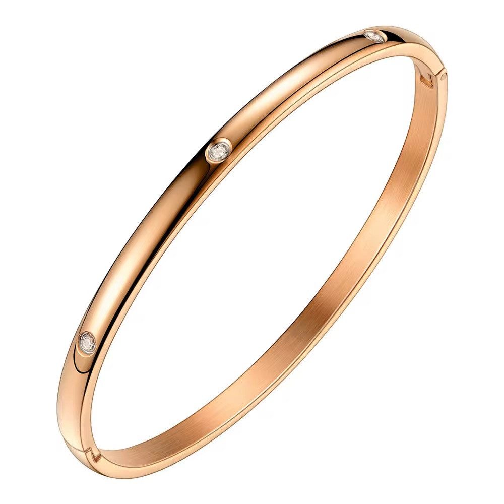 ROUGEMONT Armreif Damen Armreif mit Kubischen Zirkonia Steinen 18k Gold 17cm XS, Wasserfest