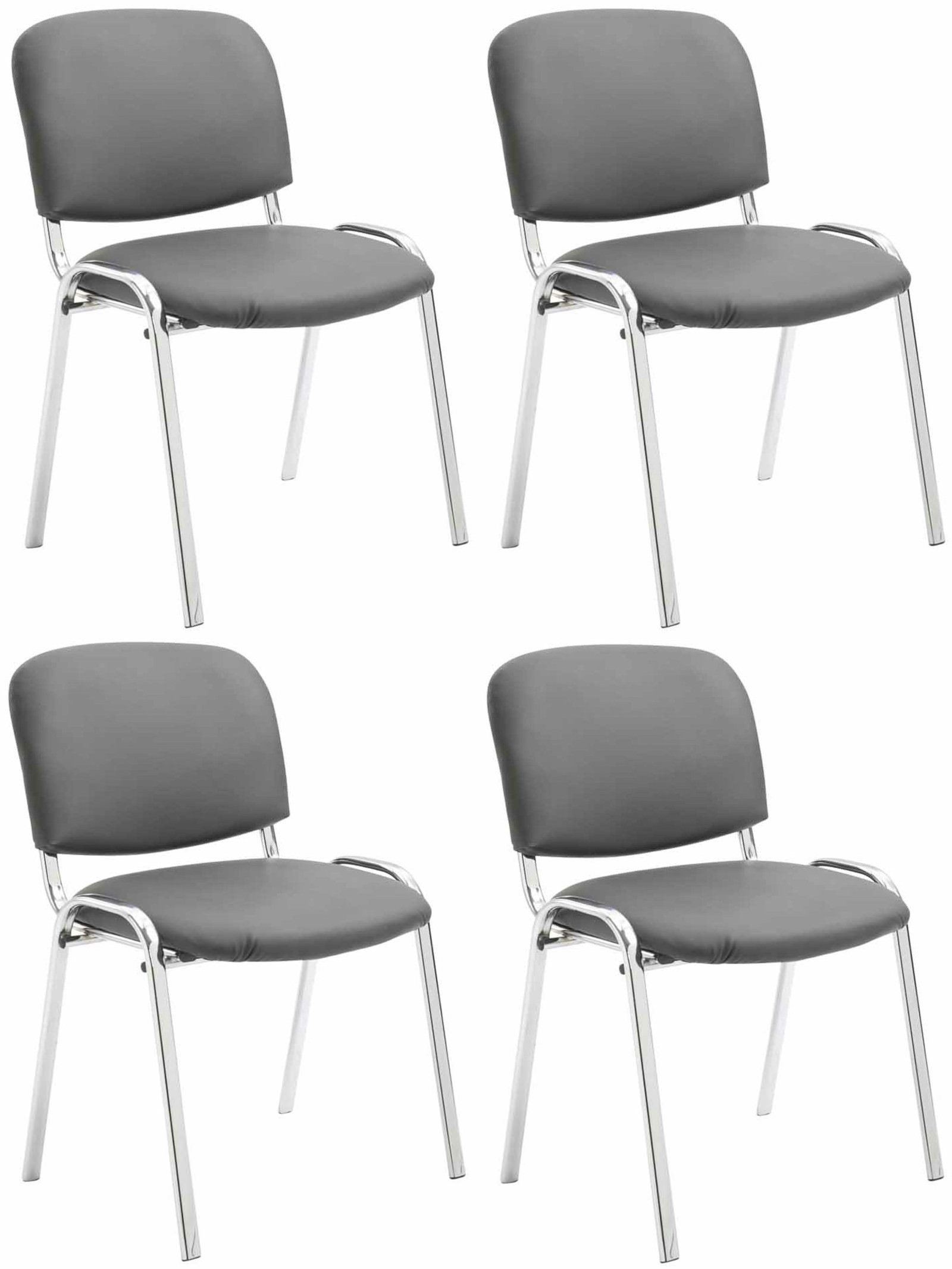 CLP Besucherstuhl Ken Chrom Kunstleder (4er Set), Gepolsterter Sitz