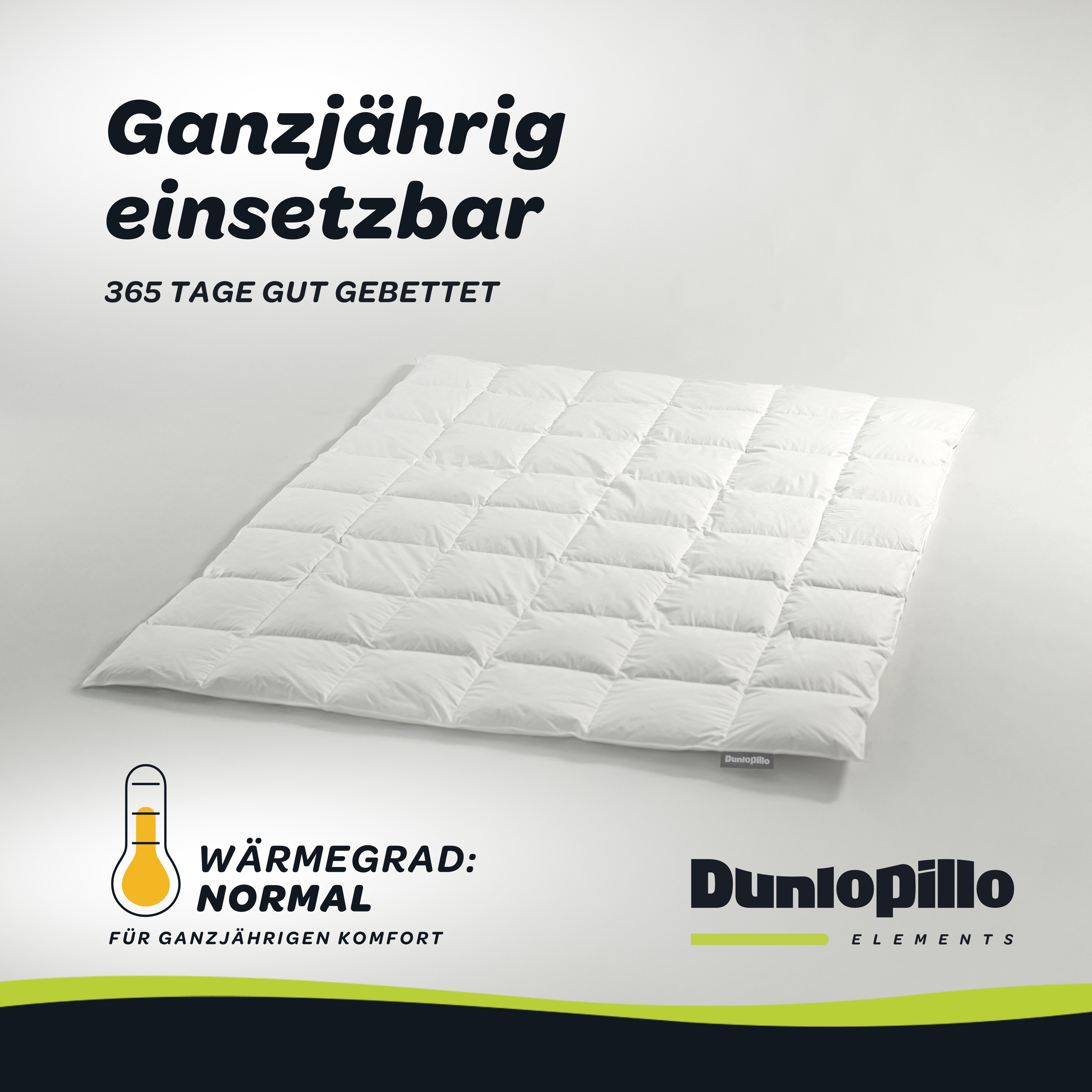 Dunlopillo Daunenbettdecke Elements "NEUHEIT" Daunenbettdecke 135x200 cm weitere Größen, Füllung: 60% Daunen & 40% Federn, Bezug: 100% Baumwolle, Hergestellt in Deutschland