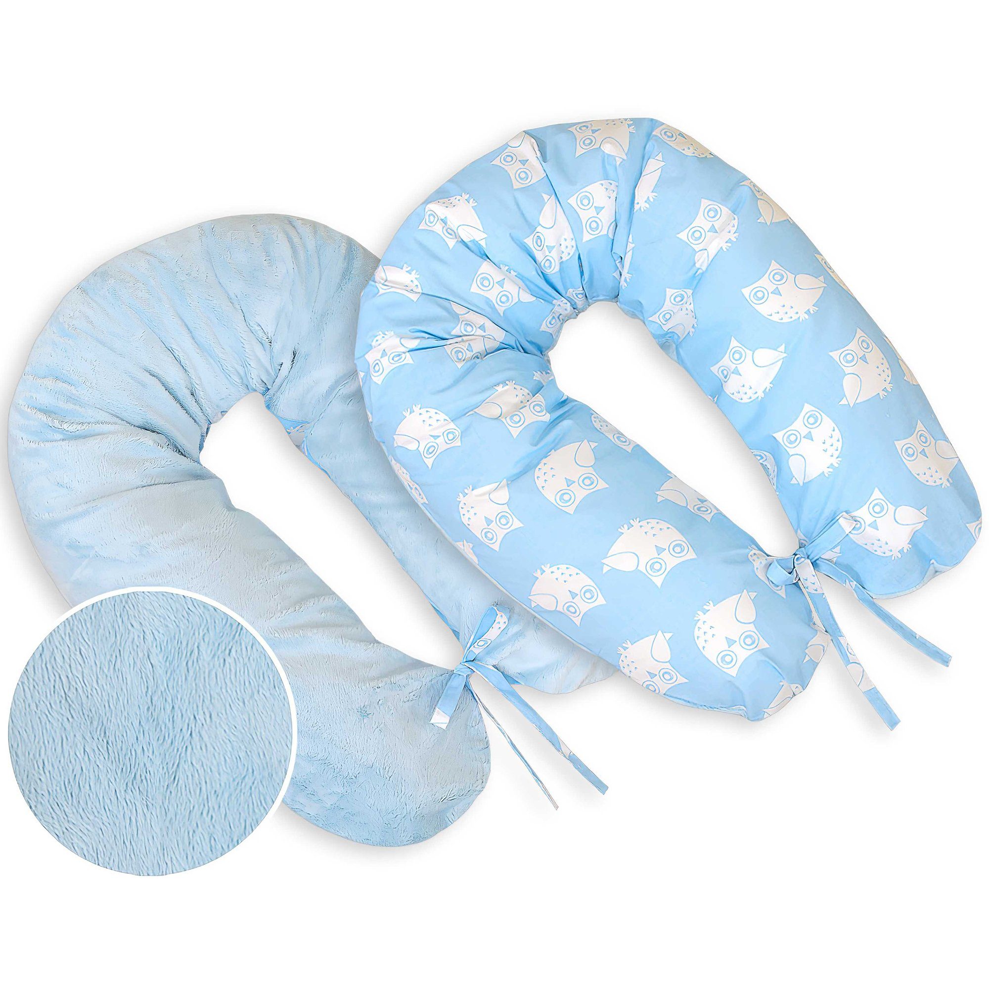NYVI Stillkissen Schwangerschaftskissen NYVICozy 170cm Seitenschläferkissen 2-seitig, 1-tlg., Lagerungskissen, 100% Baumwolle, abnehmbarer Bezug, mit Reißverschluss Eulen blau