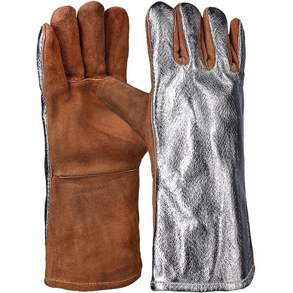 PRO FIT by Fitzner Hitzeschutzhandschuhe Hitzeschutzhandschuh, Sebatanleder,5-Finger, 34 cm, Alu, 10