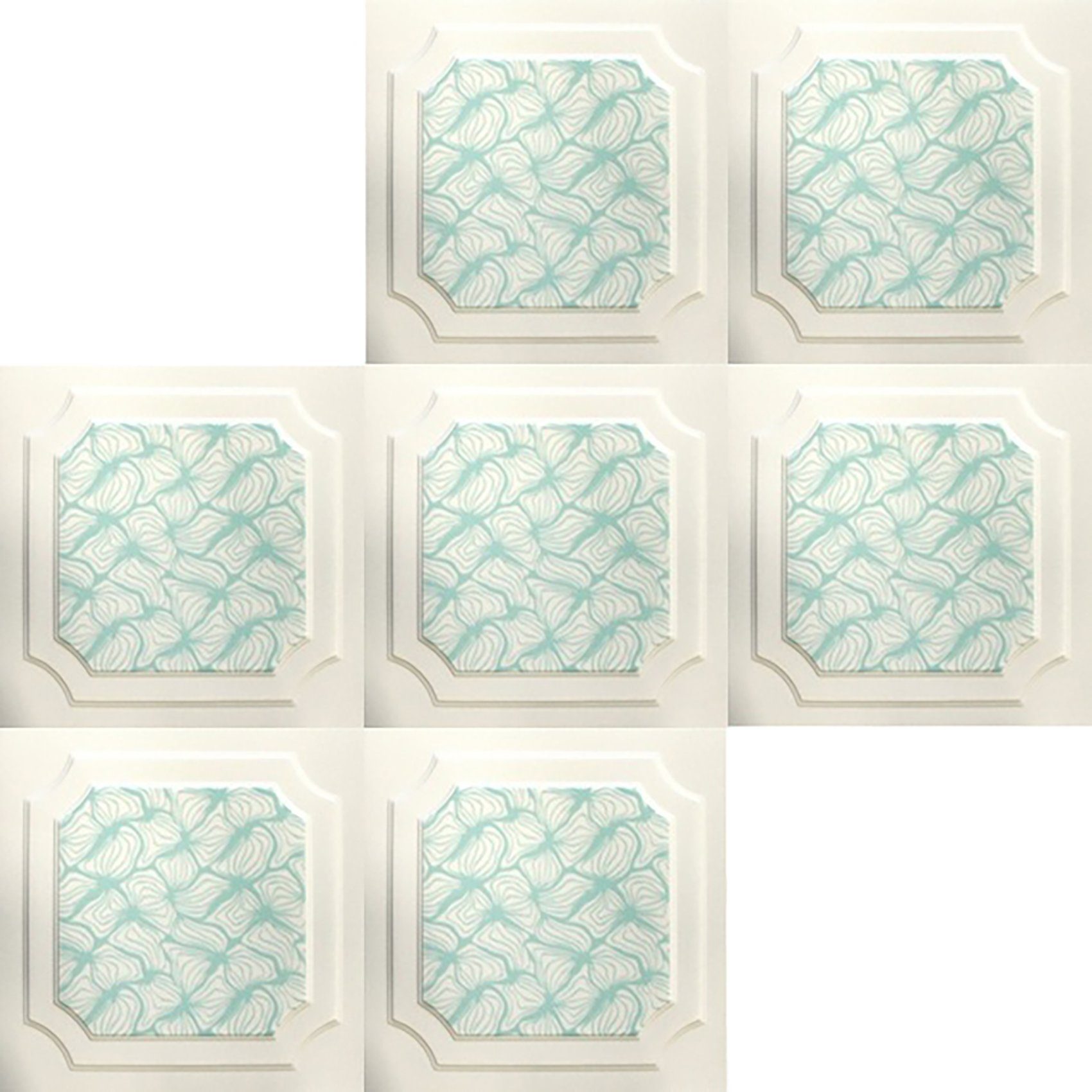 Wanddekoobjekt - XPS NR.03 Styroporplatten Decke) Dekorplatten Paneele (Deckenplatten aus & - formfest Farbige Schallschutz weiß-blau 50x50cm) (2QM leicht Styropor Sparpaket RN Hexim