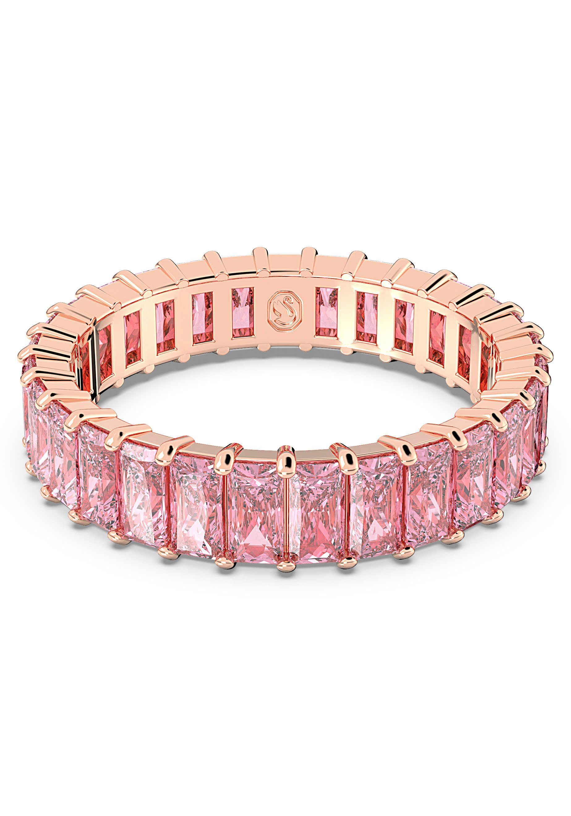 Swarovski Fingerring Matrix, Baguette, 5648286,-87,-88,-89,5647589, 5648914,-15,-16,-17,-18, mit Swarovski® Kristall roségoldfarben-pink