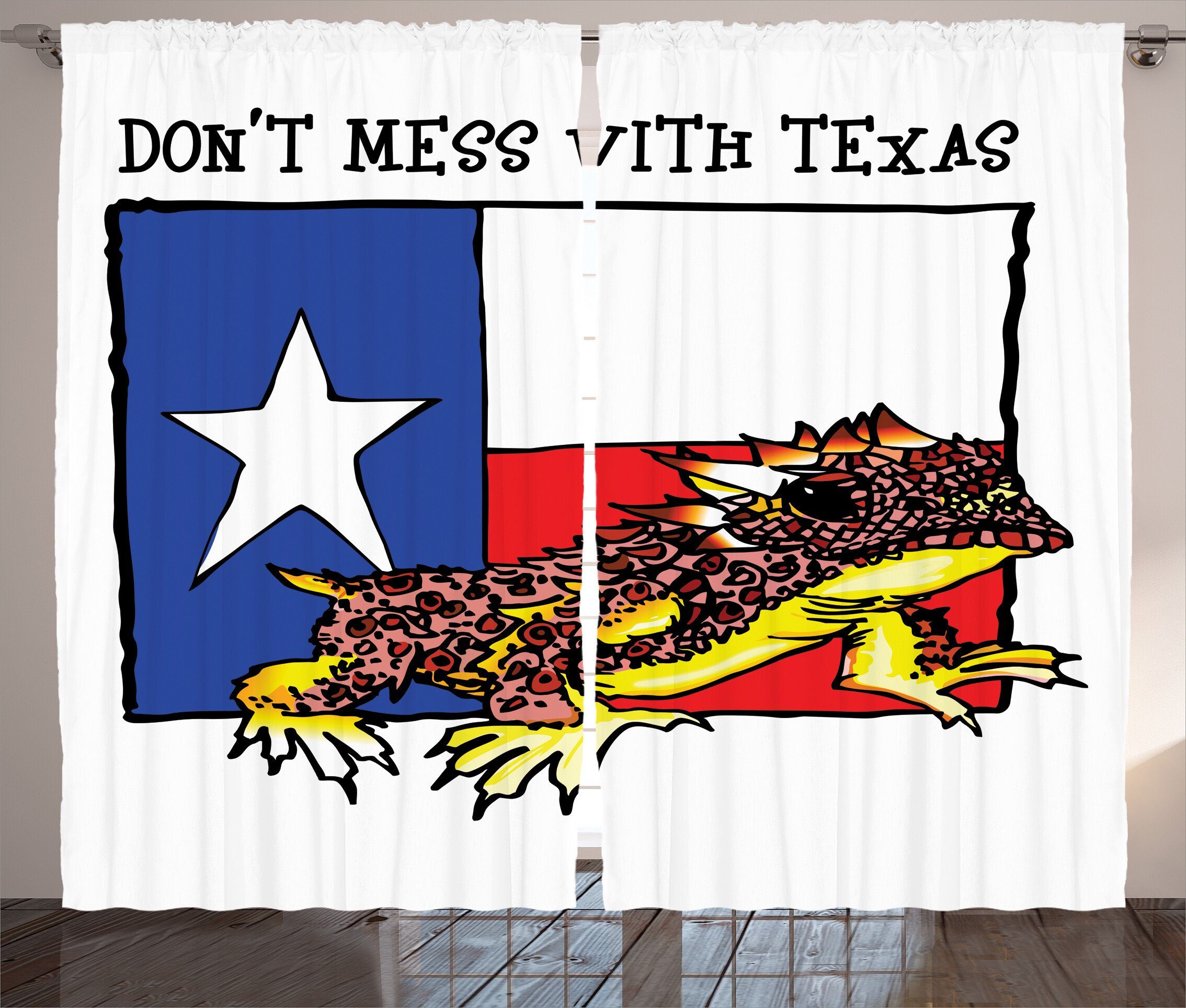 Gardine Schlafzimmer Kräuselband Vorhang mit Schlaufen und Haken, Abakuhaus, Reptil Amerikanisches Texas City