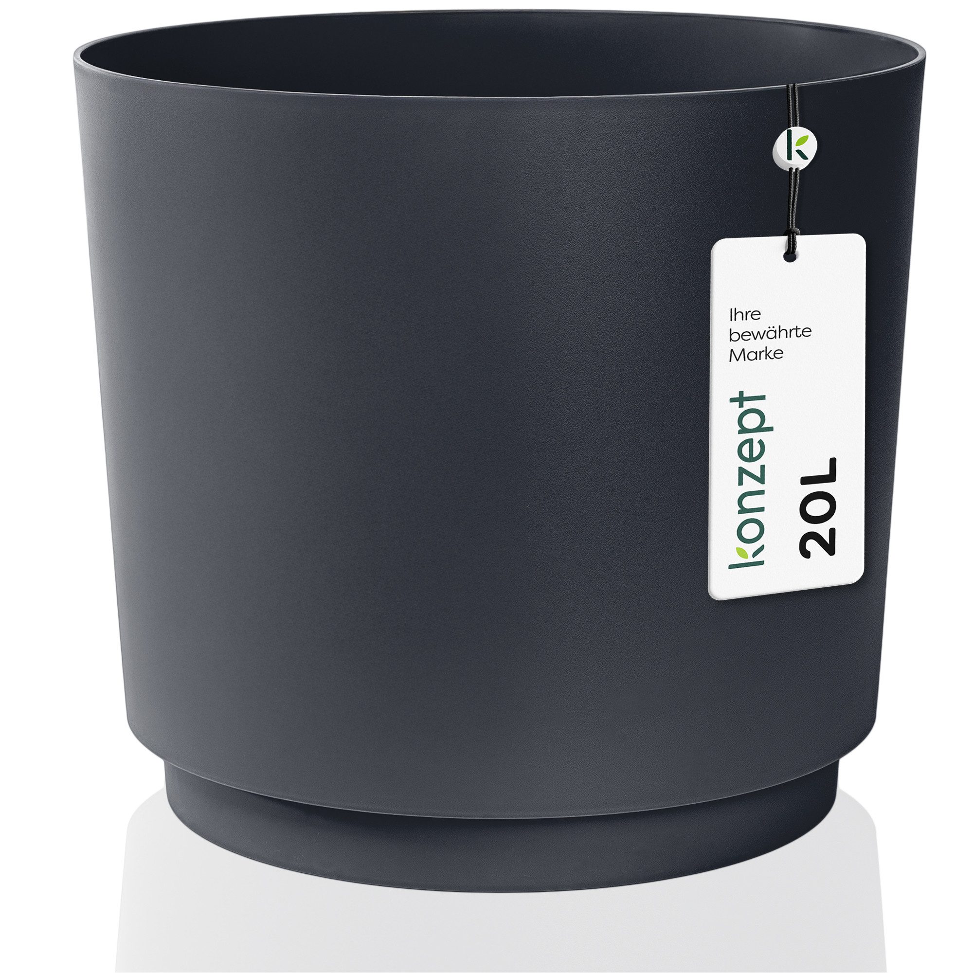 KONZEPT Übertopf Blumentopf 32,5 cm Übertopf aus Kunststoff wetterfest für Innen Außen, Integrierter funktionaler Untersetzer
