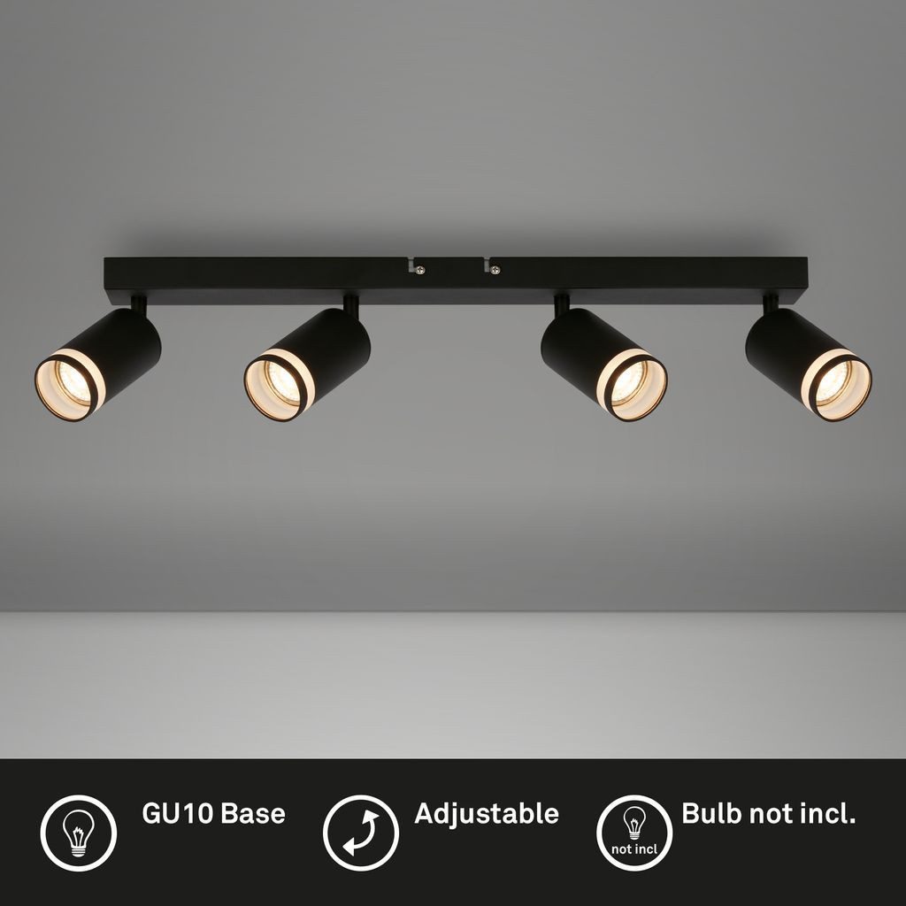 Briloner Leuchten LED Deckenleuchte 2832045, ohne Leuchtmittel, 2700K - Extra-Warmweiß, Deckenleuchte 56cm Schwarz GU10 max. 9W Wohnzimmer Schlafzimmer Küche