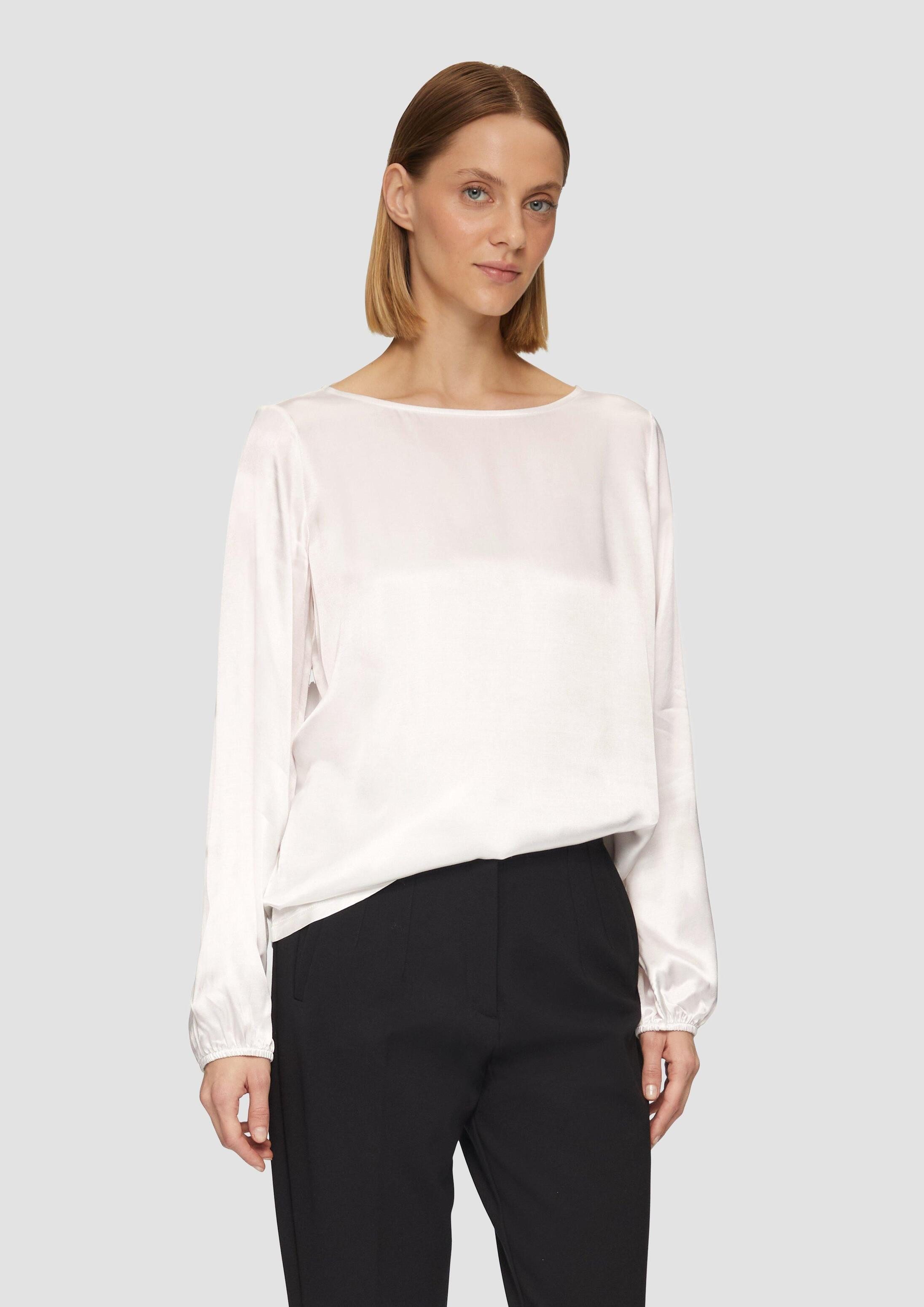 s.Oliver Langarmshirt T-Shirt Satiniertes Blusenshirt aus Viskose