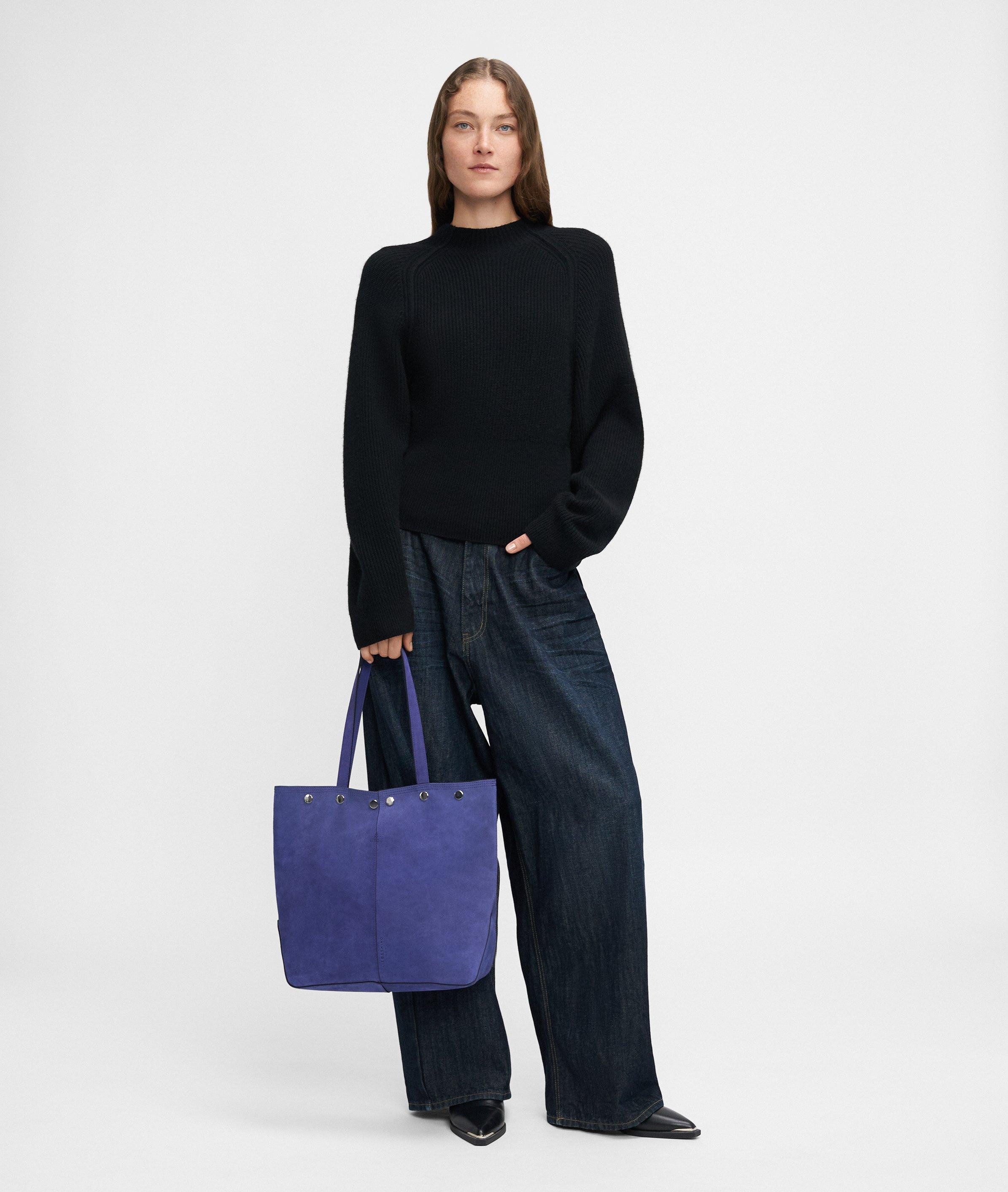 Liebeskind Berlin Schultertasche Rive Tote L, Große Schultertasche aus weichem Veloursleder