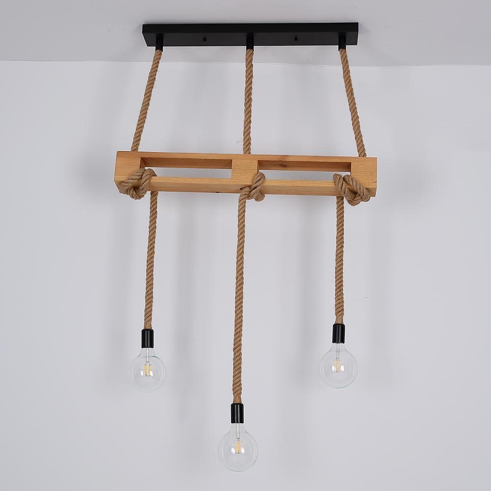 etc-shop Hängeleuchte, Leuchtmittel nicht mit inklusive, Esstischlampe Hängeleuchte Vintage Pendellampe Holz Holzlampe