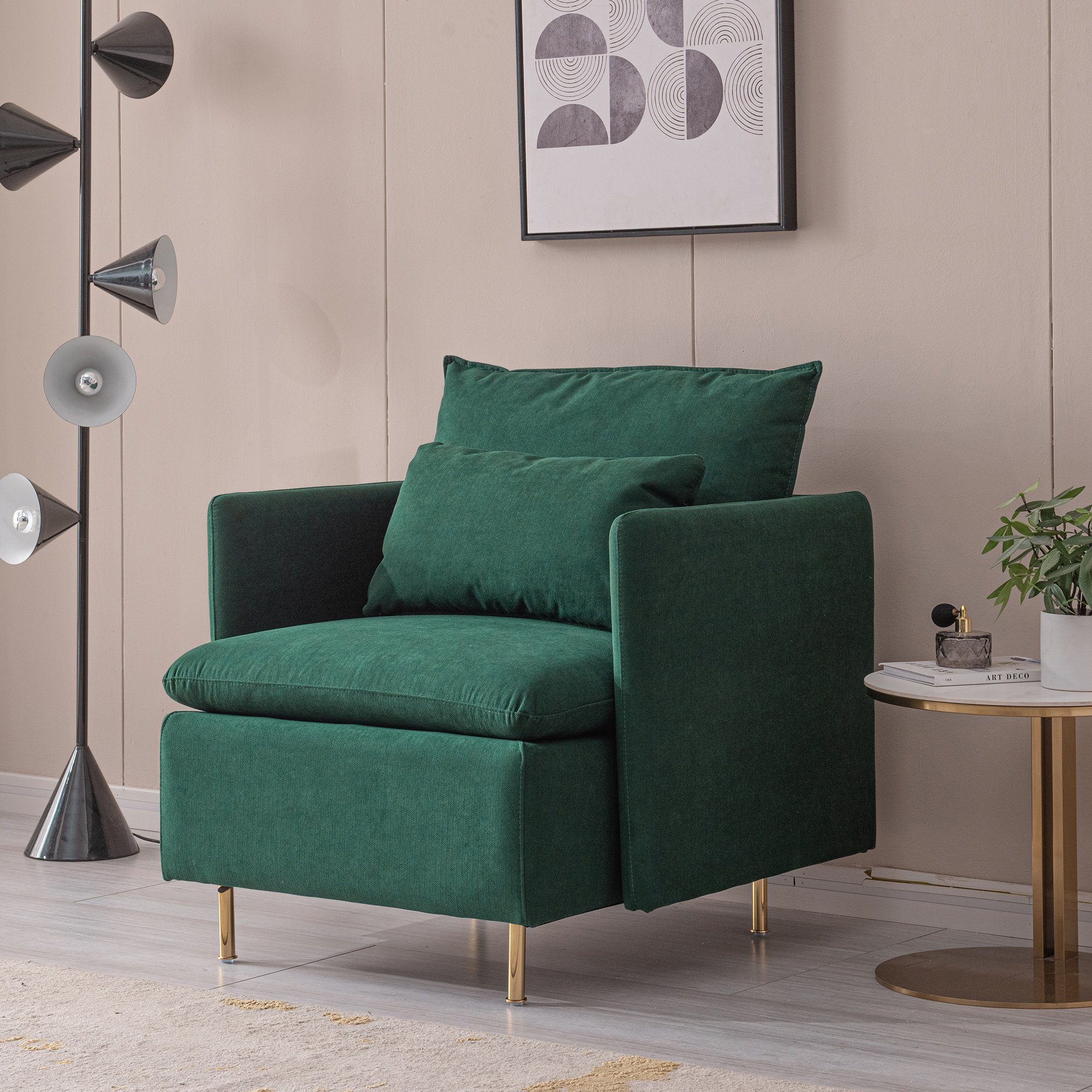 Odikalo Sofa Modern Einzelsofa gepolsterter Baumwollleinen, Grün mehrere Farbe Sessel