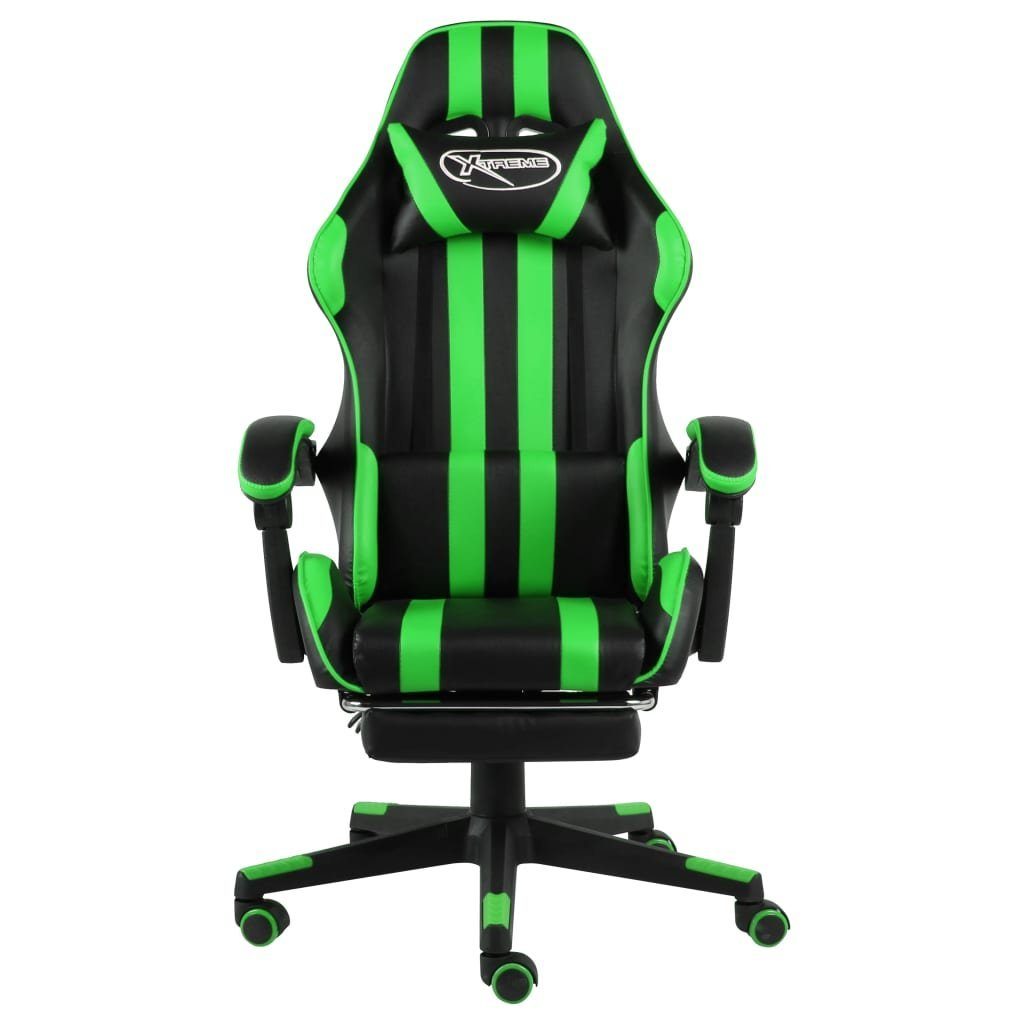 und Kunstleder Schwarz Grün Gaming-Stuhl St) mit Bürostuhl Fußstütze furnicato (1