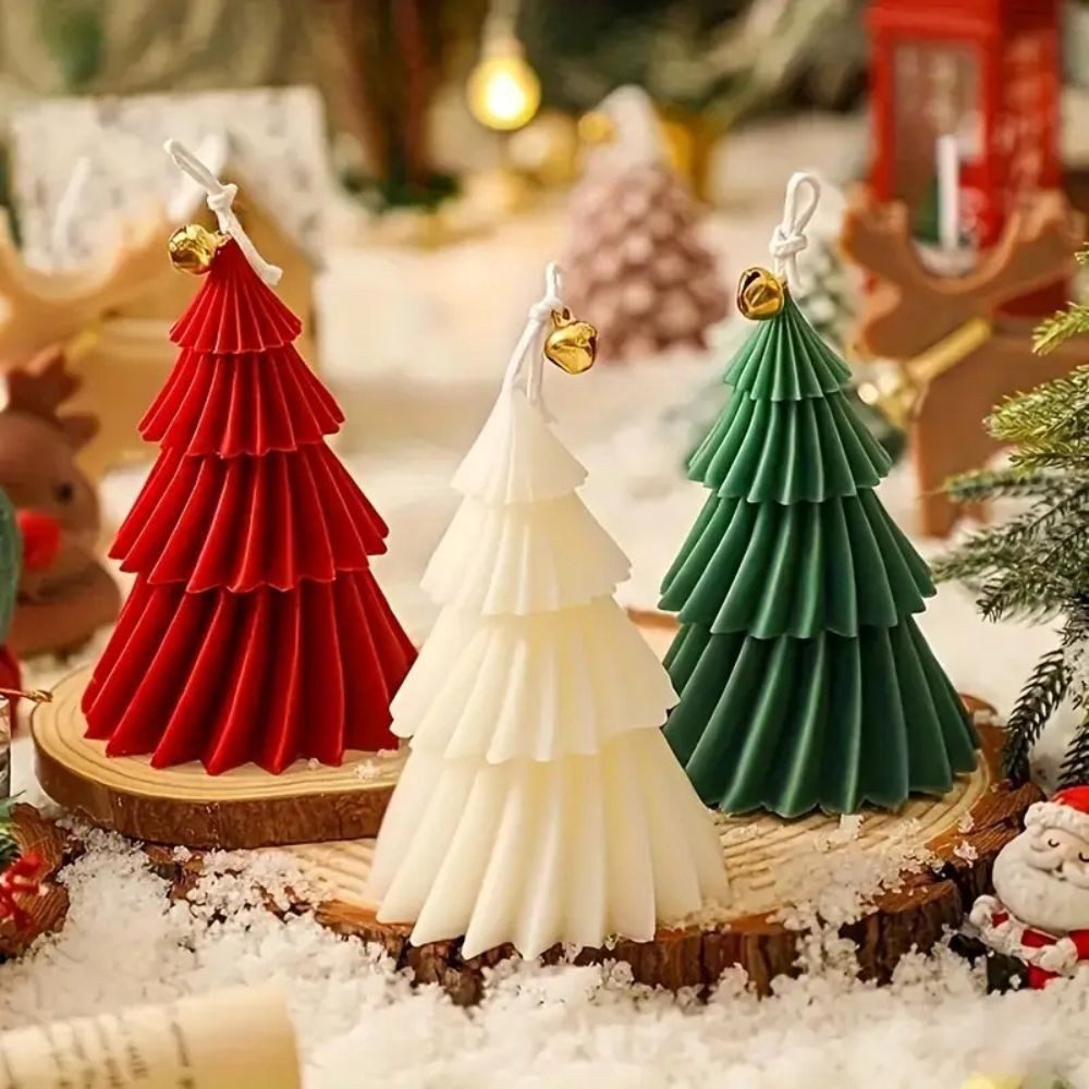 Montegoni Modellierwerkzeug Weihnachtsbaum Silikonform Set, DIY Kerzen, Harz, Seife & Gips Basteln, (Einzelset, 1-teiliges Formset), Origami-Design Form, Für Kerzen & Harz geeignet, Einfache Entformung