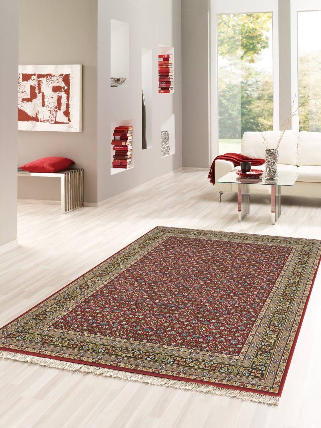 Rug Studios Teppich BENARAS HERATI, Rechteckig, Höhe: 15 mm, Wohnzimmer, 40 x 60 cm, Rot