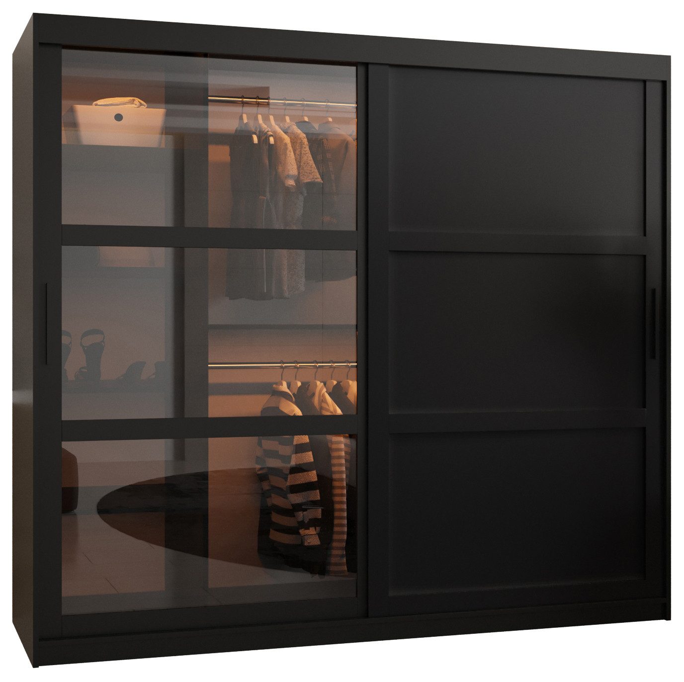 ABIKS MÖBEL Schwebetürenschrank DOME 3 Schlafzimmerschrank - mit Schiebetüren, Kleiderstange, Regalen