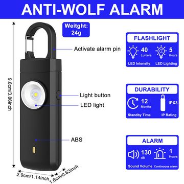 BlingBin Notfall Persönlicher AlarmTaschenalarm 130dB Sirene Alarmanlage (mit LED Taschenlampe Schrillalarm für Frauen USB Aufladbar)