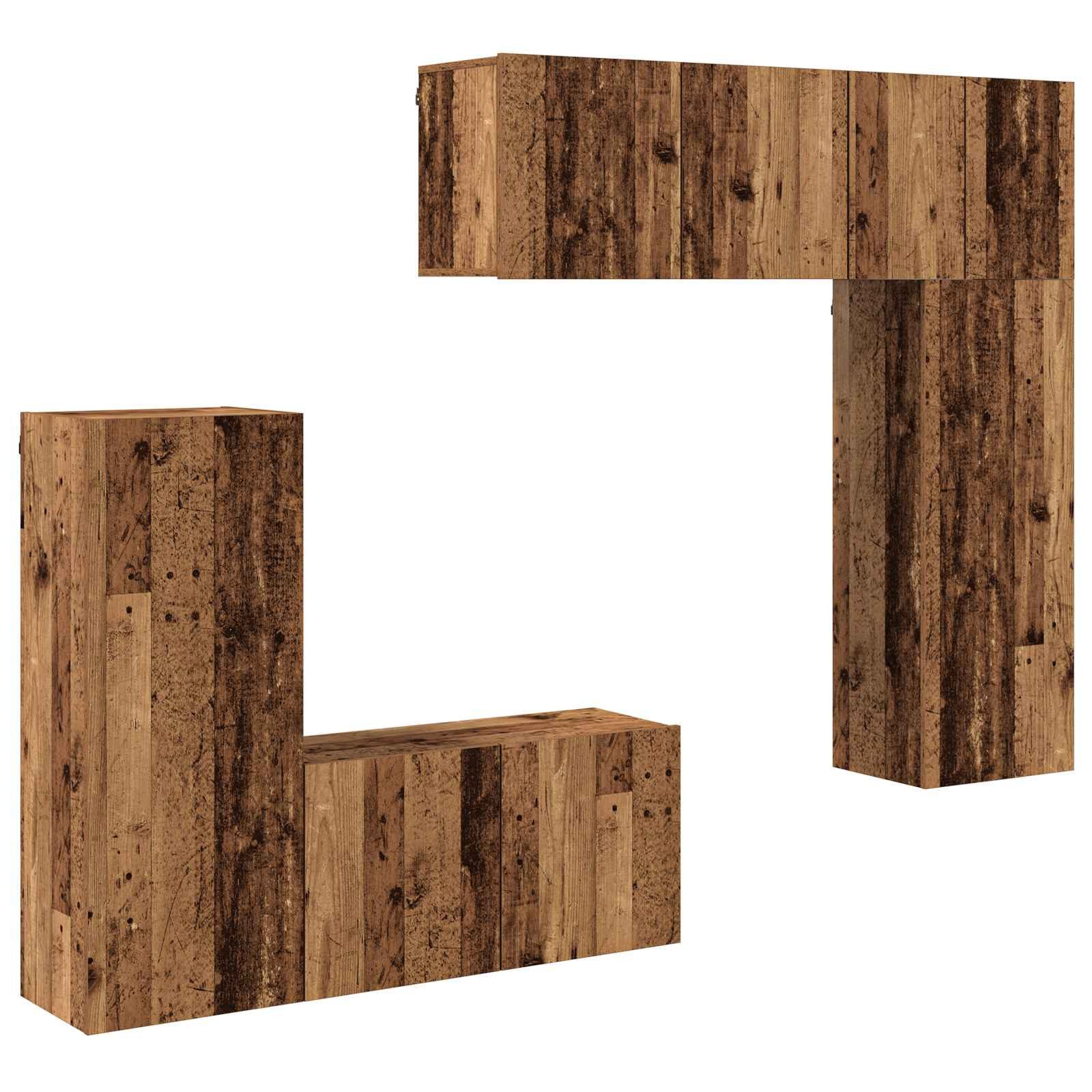 vidaXL TV-Wand TV-Wandmöbel 5 stk. Altholz Holzwerkstoff, (5-St)