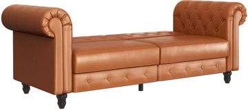 Dorel Home 3-Sitzer Felix, Schlafsofa 236 cm, (Liegefläche 108x190cm), Rückenlehne, 3-fach verstellbar, Velours, Kunstleder, Luxus-Microfaser Vintage