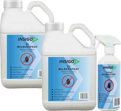 INSIGO Insektenspray Anti Milben-Spray Milben-Mittel Ungezieferspray, 10.5 l, auf Wasserbasis, geruchsarm, brennt / ätzt nicht, mit Langzeitwirkung