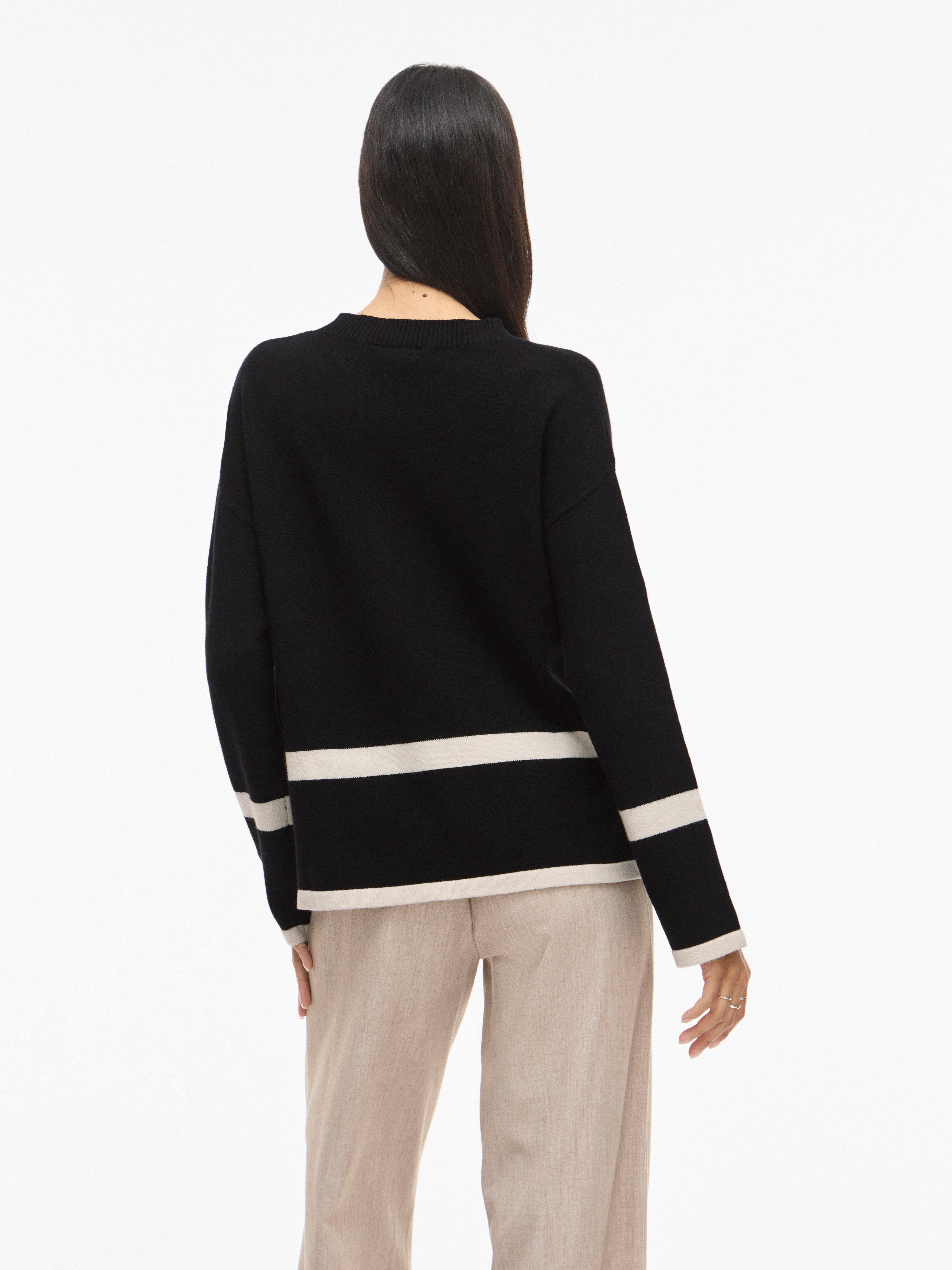 Vila Rundhalspullover VIRIL O-NECK OVERSIZE L/S KNIT TOP- NOOS Materialmix, oversize