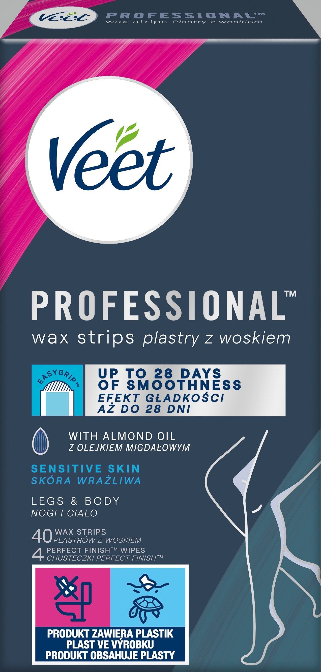 Veet Kaltwachsstreifen VEET Easy-Gelwax Körper-Wachs-Patches 40pcs