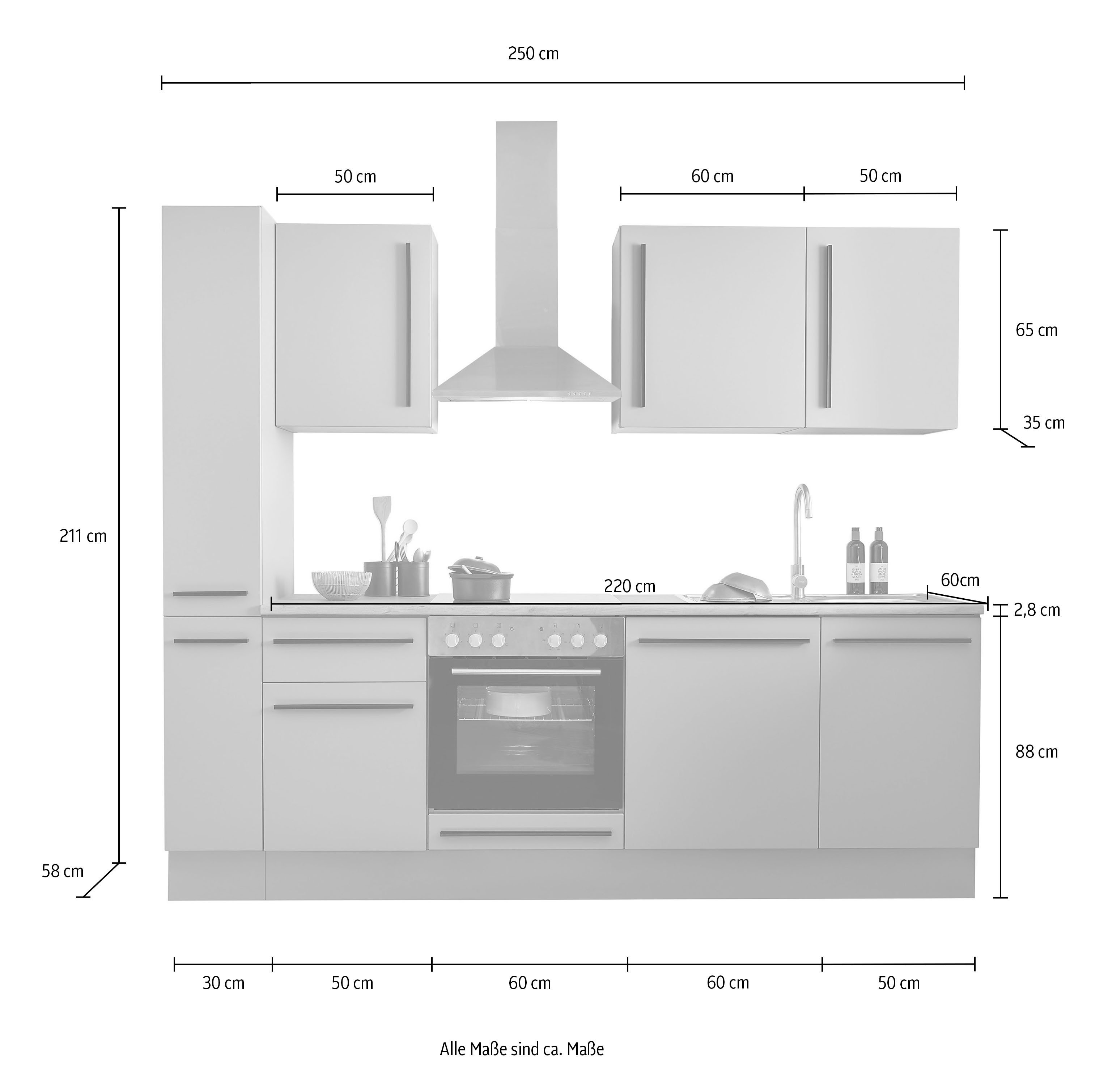 BASIC by Balculina Winkelküche Denver, Küche BxHxT 250 x 211 x 60, Breite 250 cm, wahlweise mit E-Geräten und Induktion