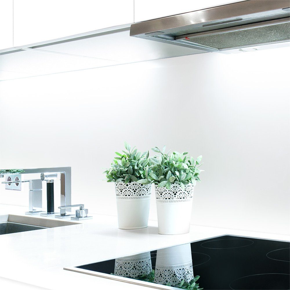 DRUCK-EXPERT Küchenrückwand Küchenrückwand Pur Weiß Premium Hart-PVC 0,4 mm selbstklebend