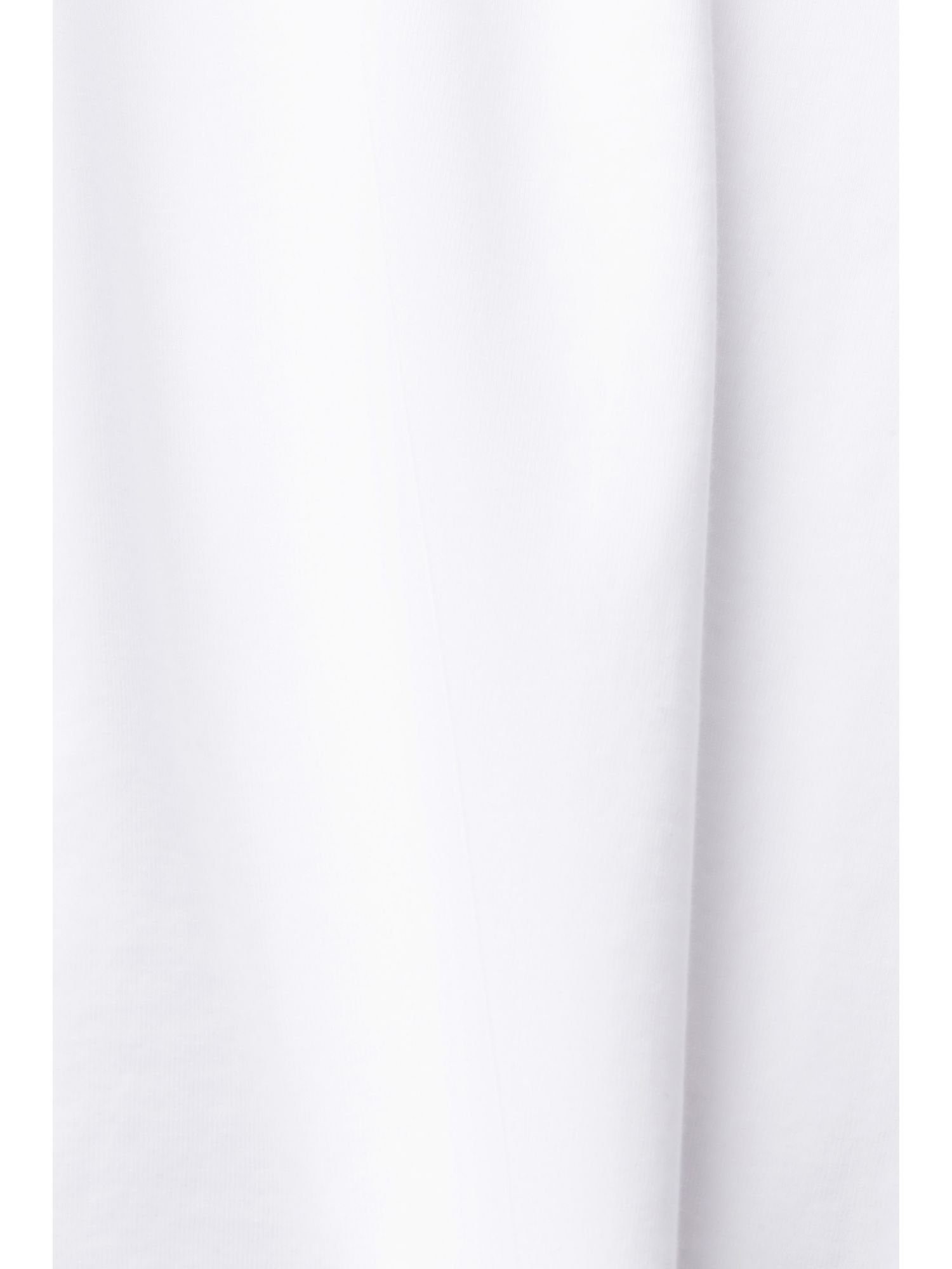 Esprit Collection T-Shirt T-Shirt WHITE (1-tlg) aus umgeschlagenem Ärmel Bio-Baumwolle mit