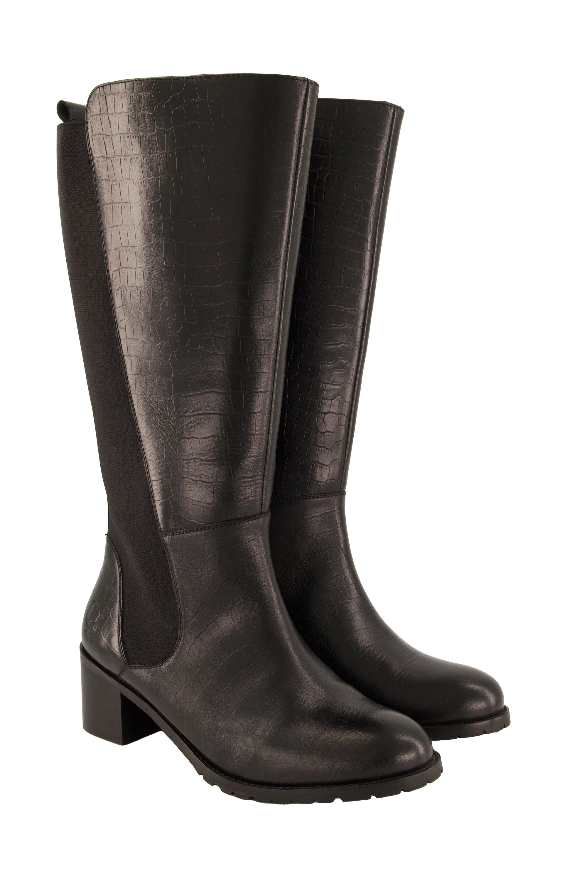 Ulla Popken Lederstiefel XL-Schaft Schlangenprägung Stiefel
