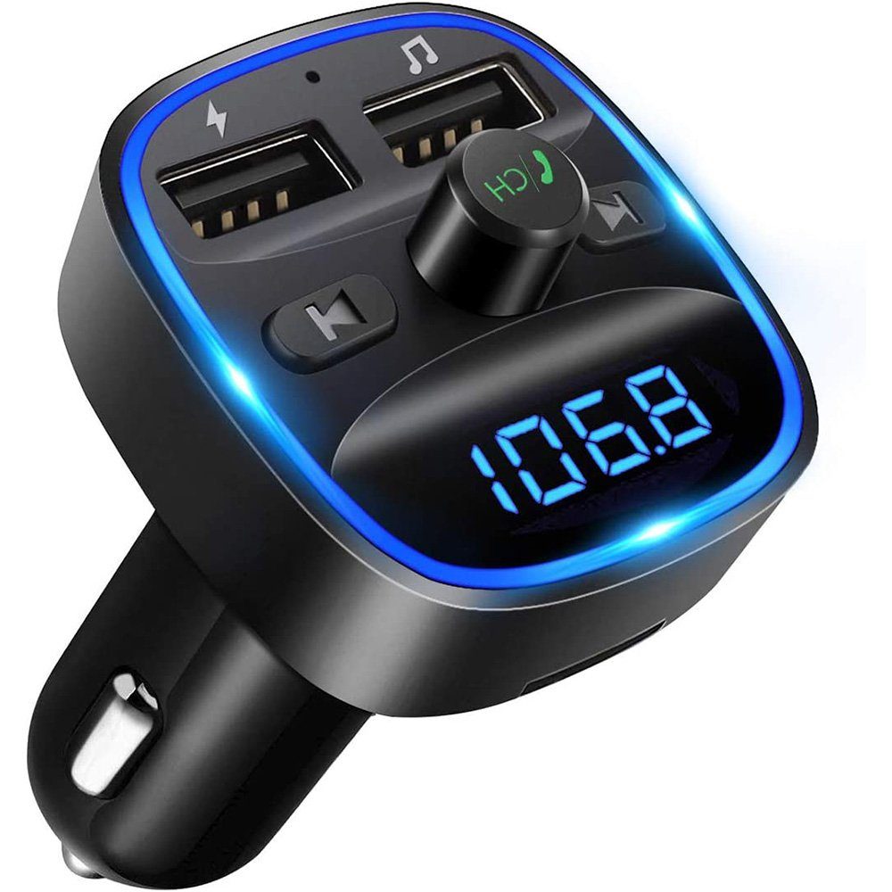 Auto-Bluetooth-FM-Transmitter,  Zigarettenanzünder-Bluetooth-5.0-Radiosender, PD-Typ-C+-QC3.0-Auto -Schnellladegerät