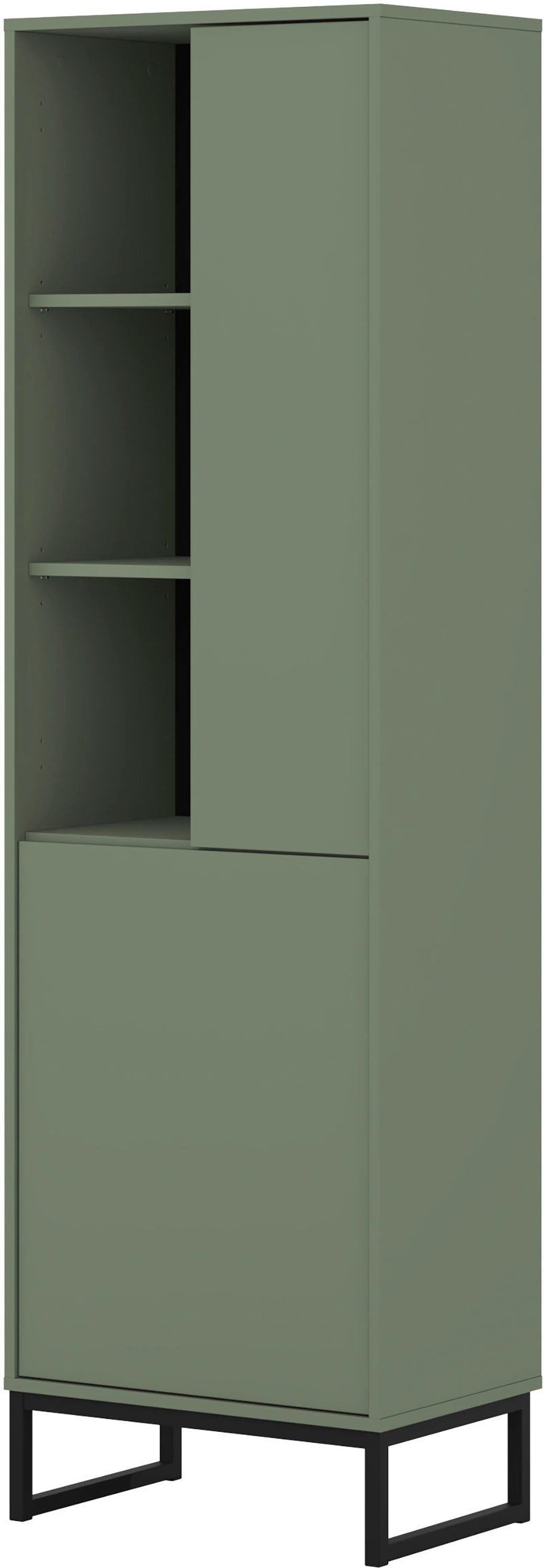 OTTO home Vitrine Loft, Höhe 180 cm, moderne grifflose Standvitrine mit 2 Türen Hochschrank mit viel Stauraum, verstellbaren Einlegeböden, Regal