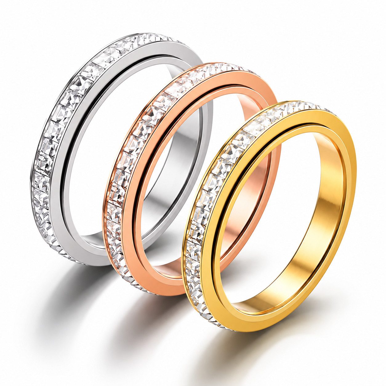 Eyecatcher Fingerring Anti Stress Ring gold oder silber mit Edelsteinen