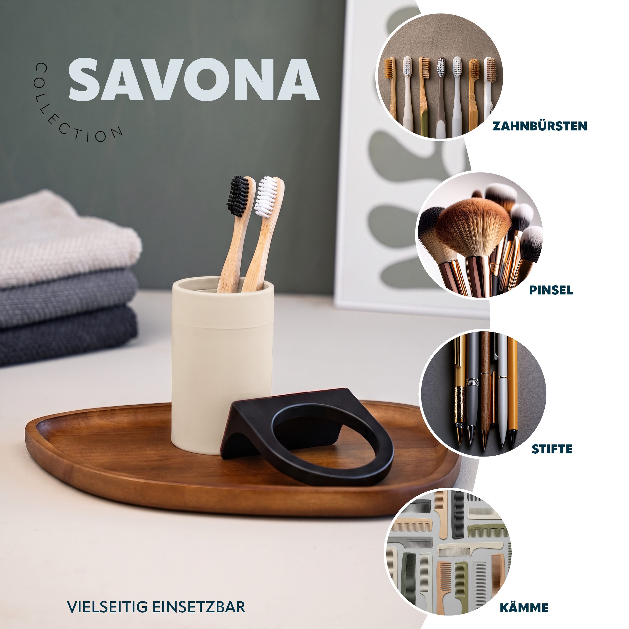 bremermann Badaccessoire-Set Bad-Serie SAVONA Softtouch inkl. Wandhalter, rund, 2 tlg. – Bild 5 von 5