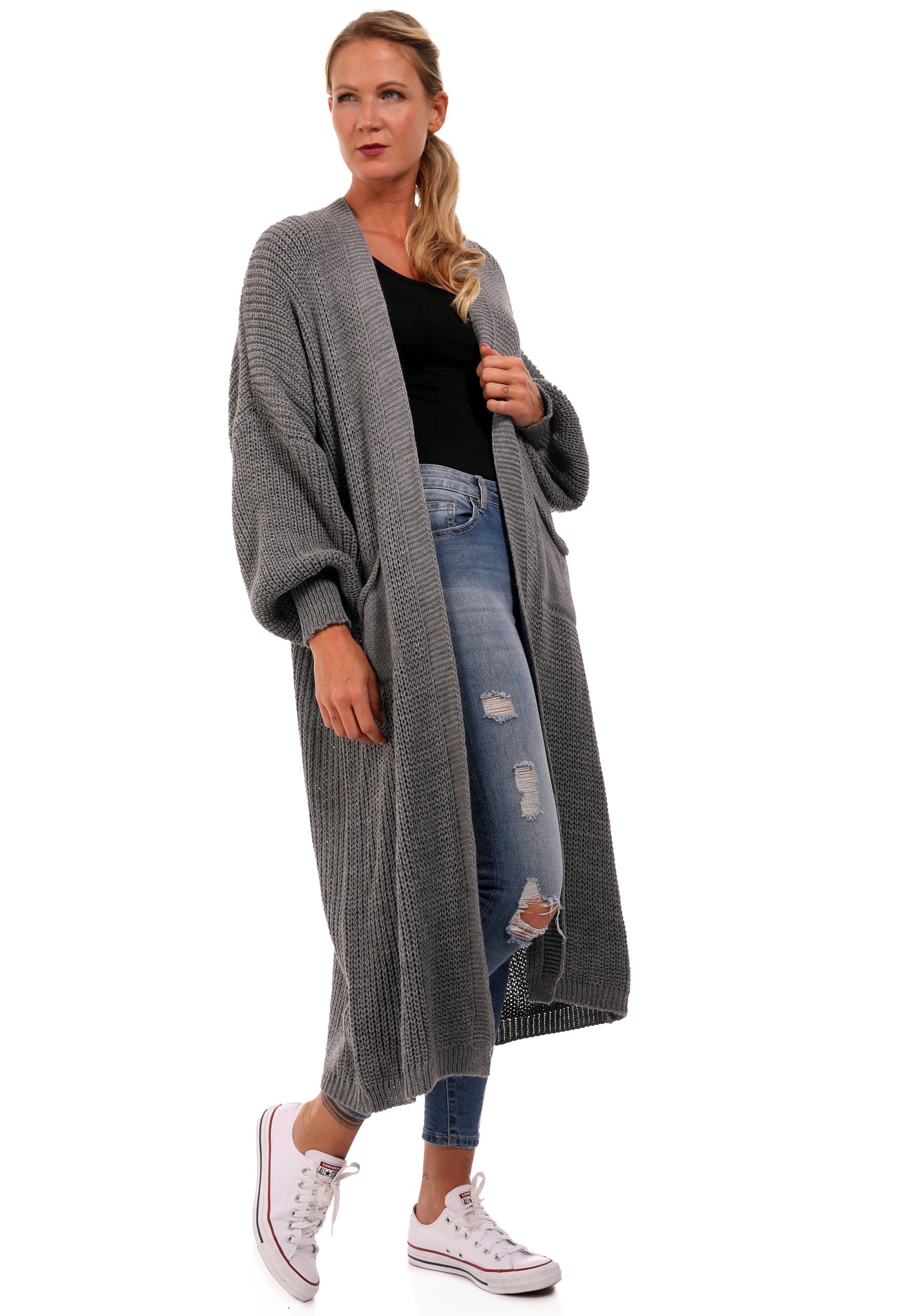 YC Fashion & Style Strickmantel Cardigan Strickjacke Casual verschlusslos Jacke One Size (1-tlg) Oversize Strickmantel mit Taschen