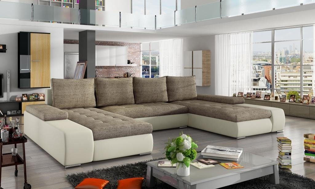 JVmoebel Ecksofa Wohnlandschaft Luxus Sofa Couch Ecksofa Textil, Made in Europe Beige